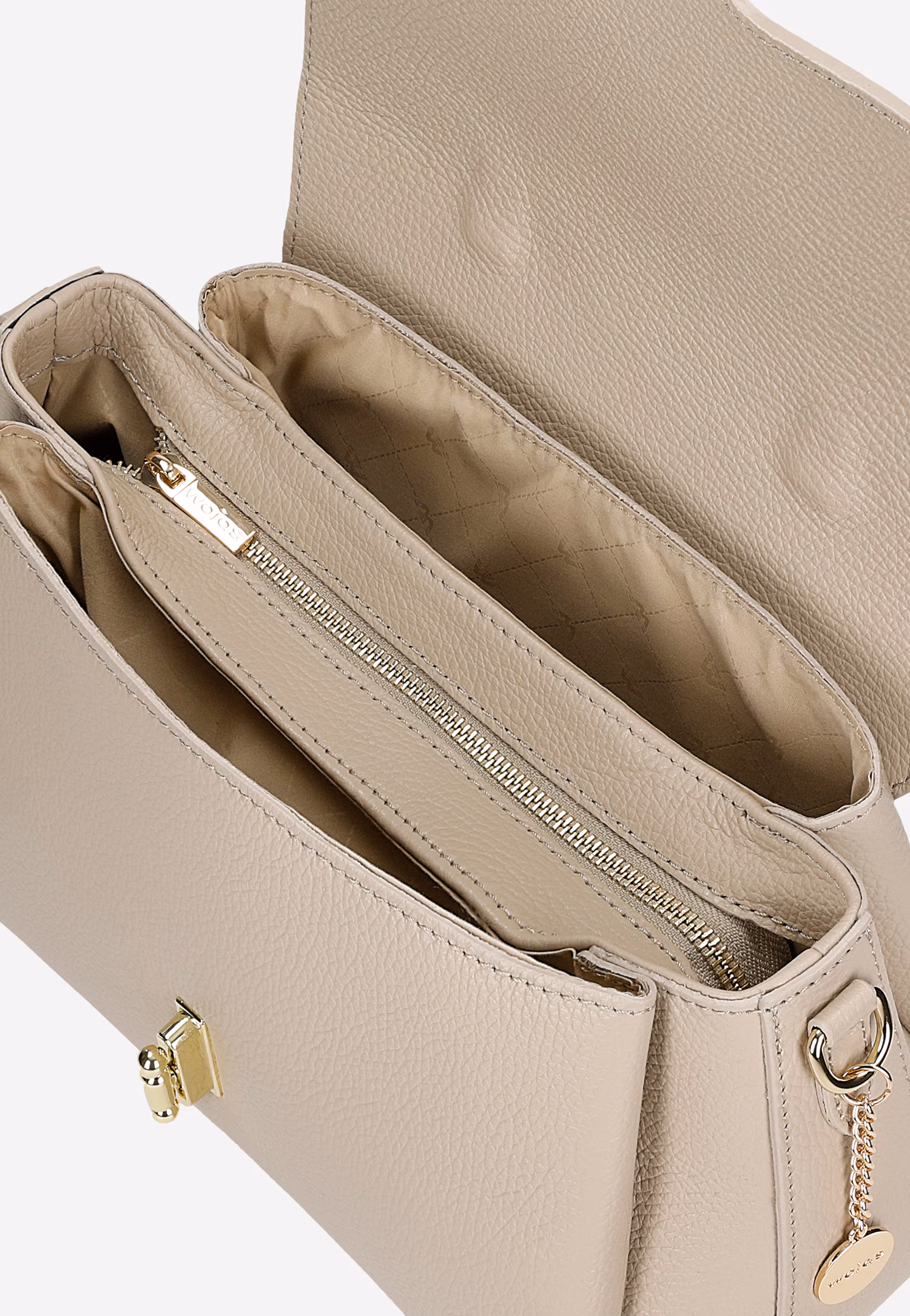 Jasnobeżowa torebka damska typu kuferek