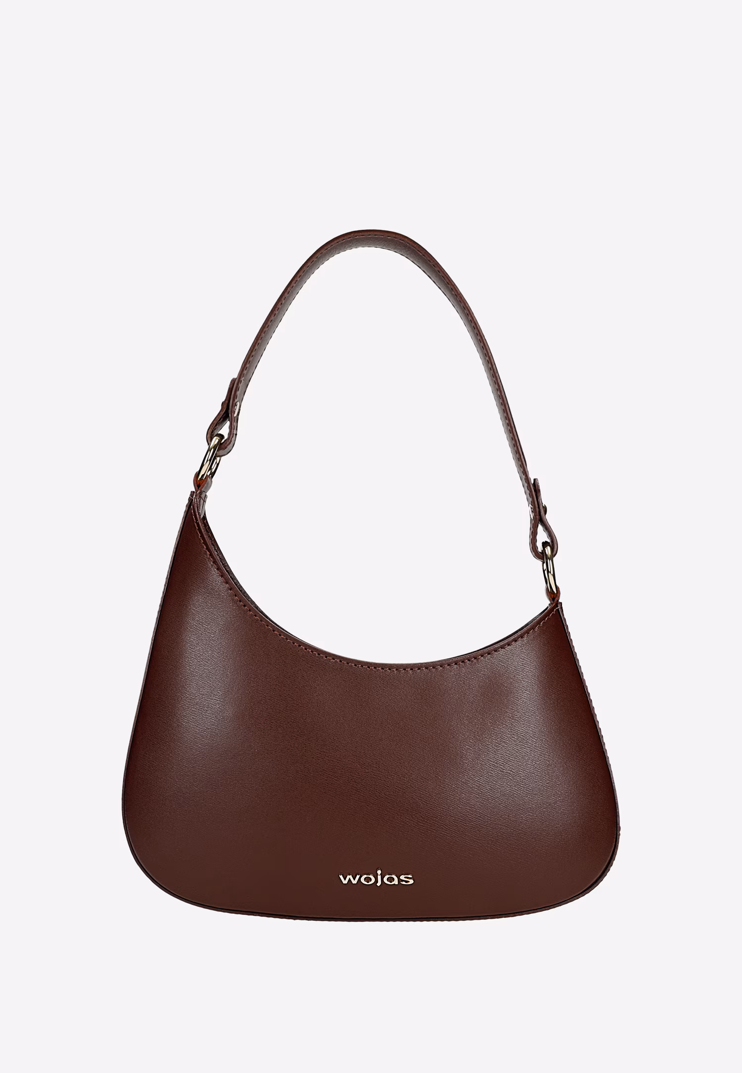 Brązowa skórzana asymetryczna torebka typu bagietka