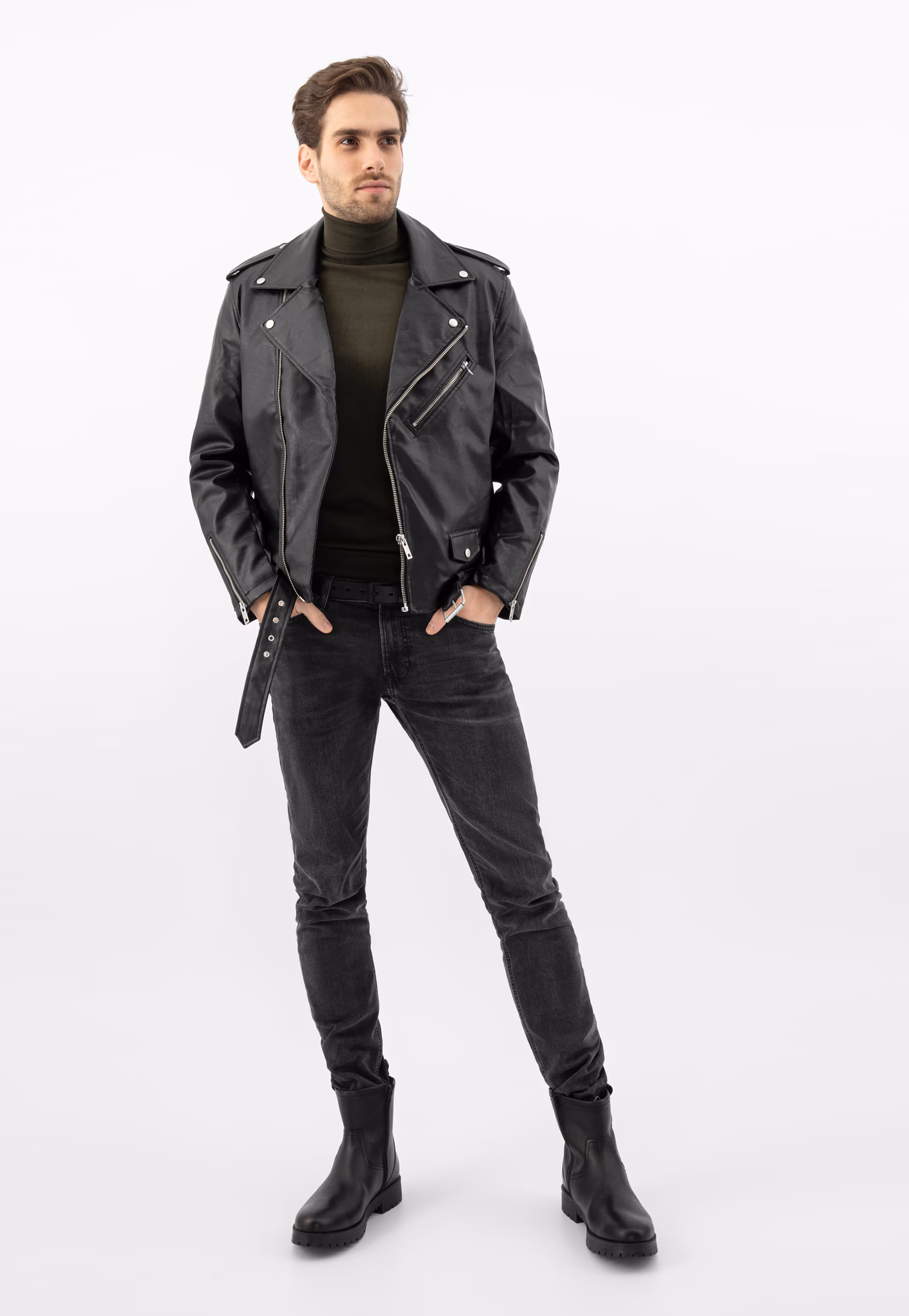 Czarne męskie botki zapinane na zamek