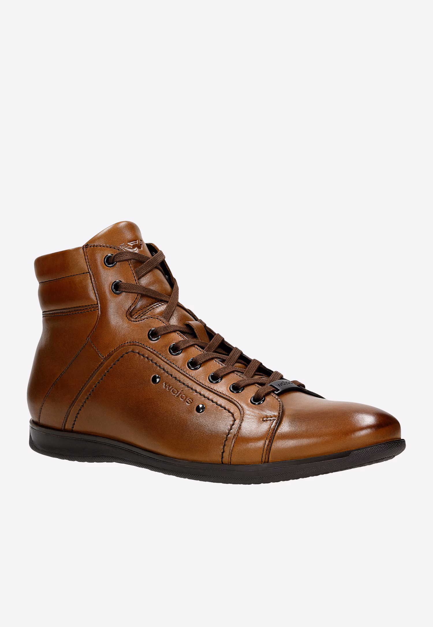 Jasnobrązowe trzewiki męskie ze skóry licowej