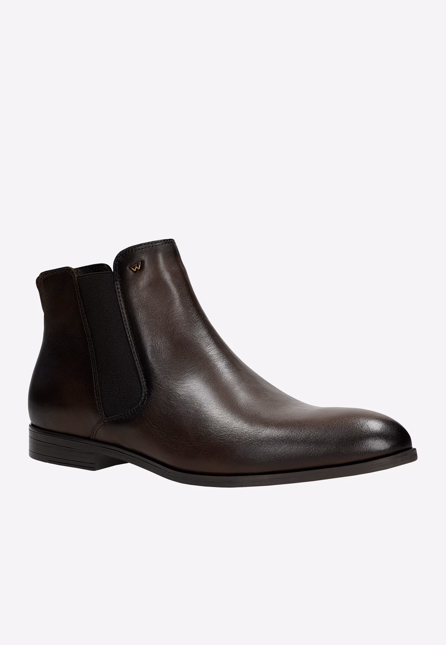 Ciemnobrązowe botki męskie ze skóry licowej