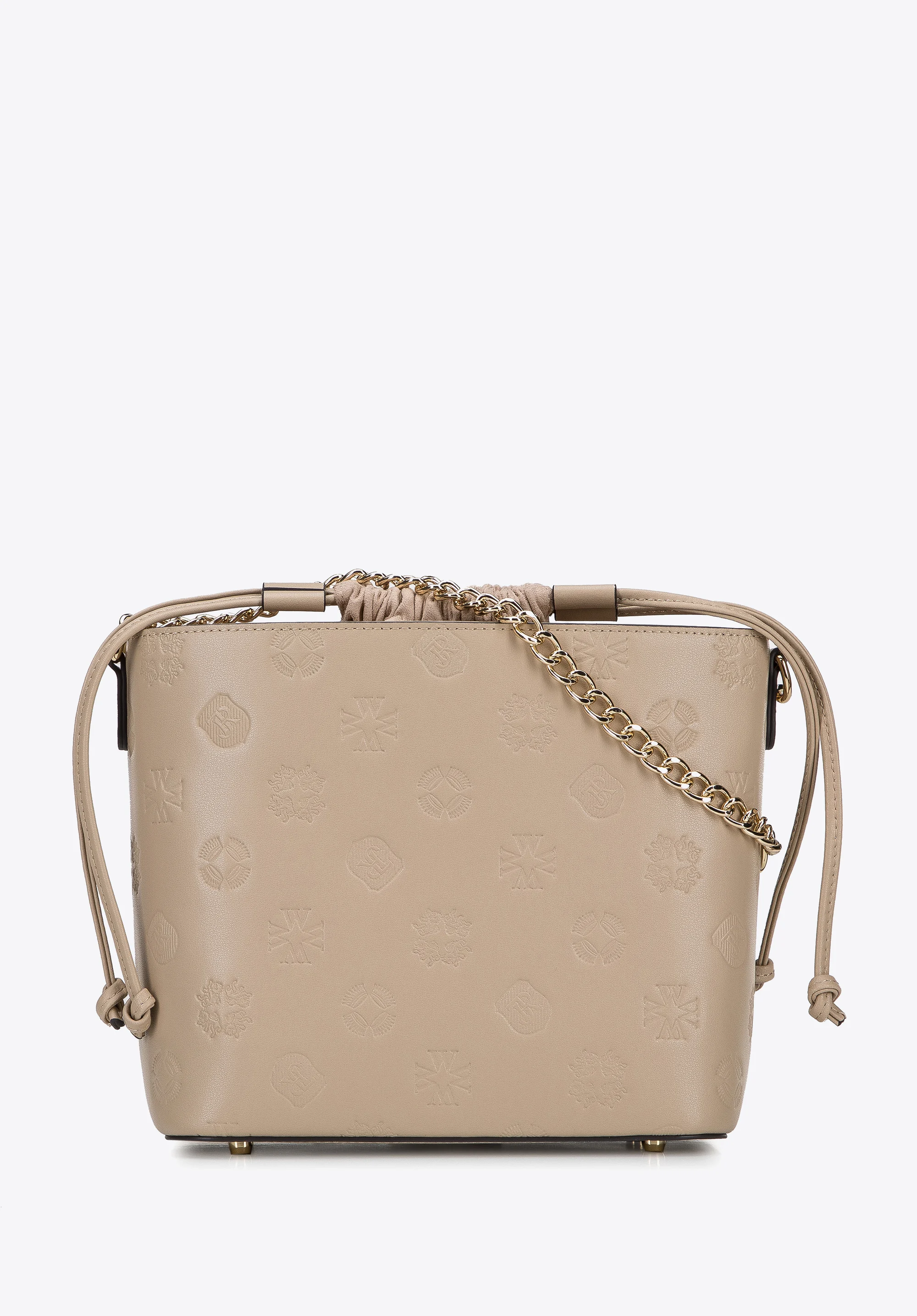 Torebka kubełek skórzana w monogram