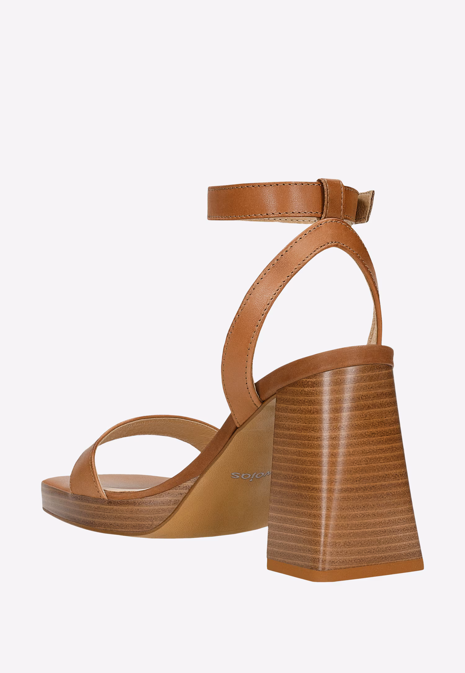 Brązowe sandały na wysokim, masywnym obcasie