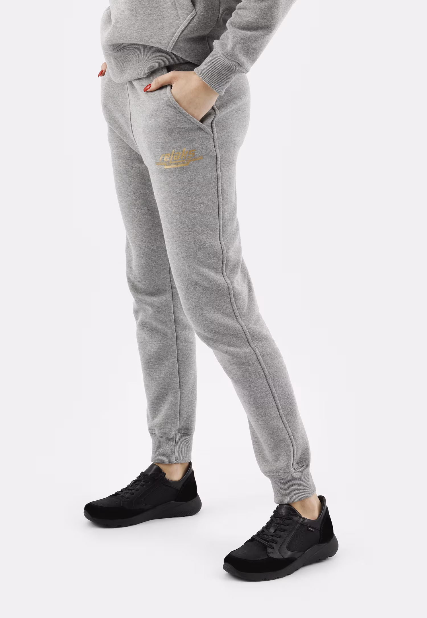 Popielate spodnie dresowe damskie bawełniane