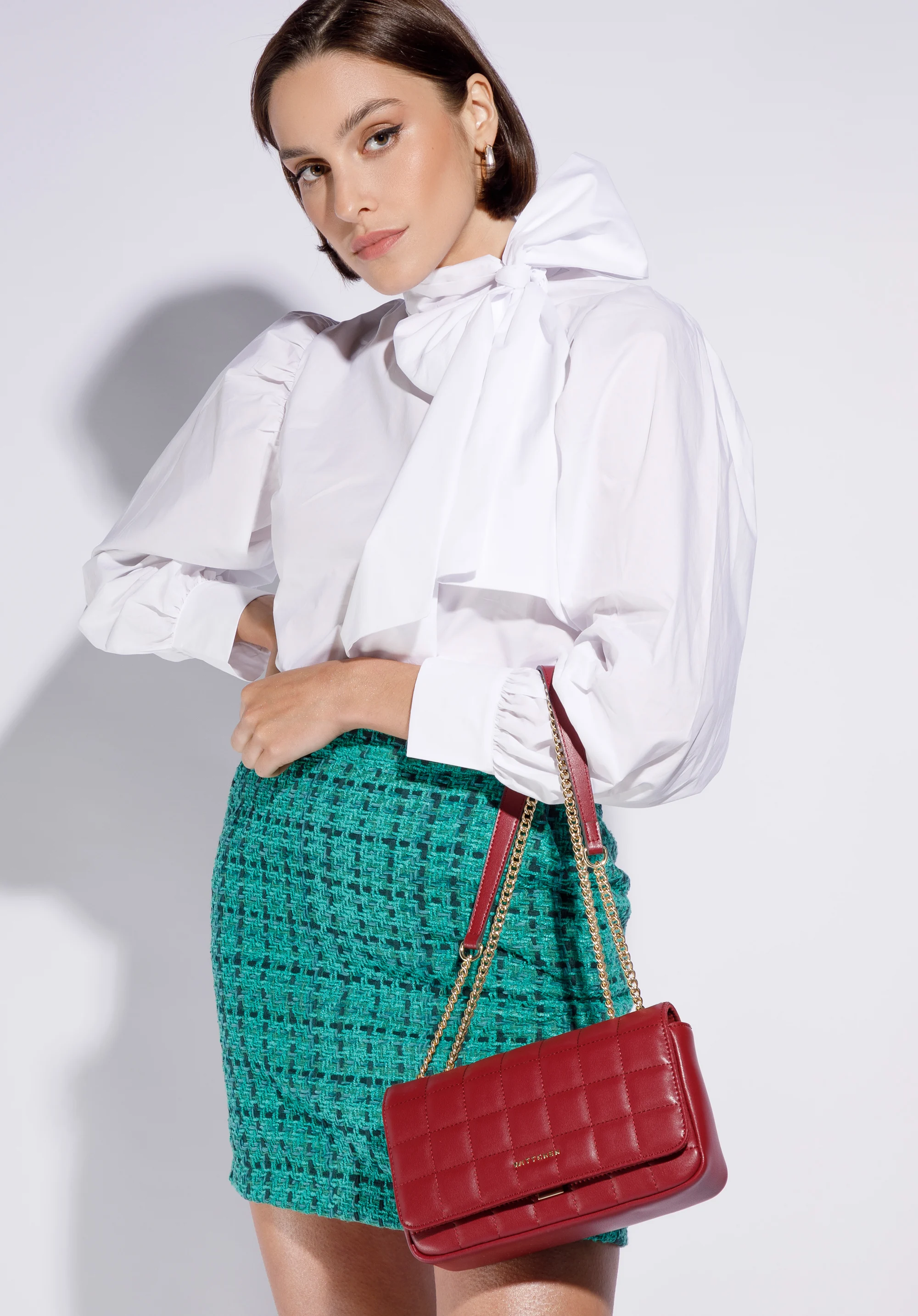 Damska torebka z pikowanej skóry podłużna