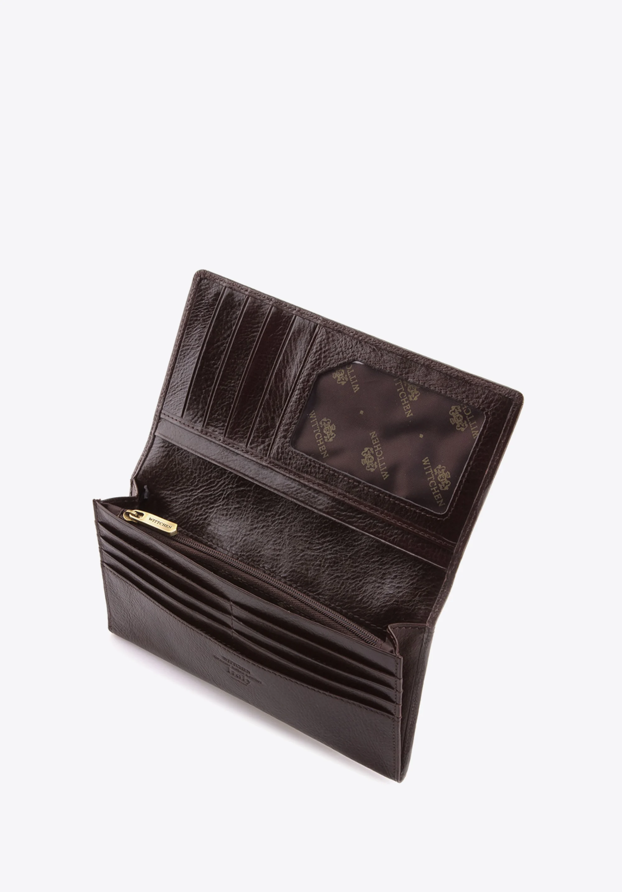 Damski portfel skórzany z kieszenią na suwak