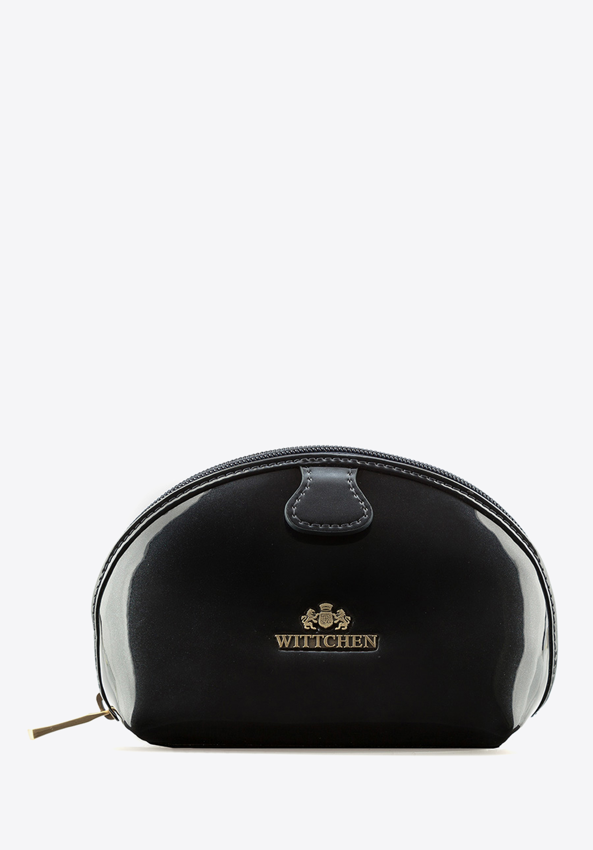 Kosmetyczka skórzana lakierowana półokrągła