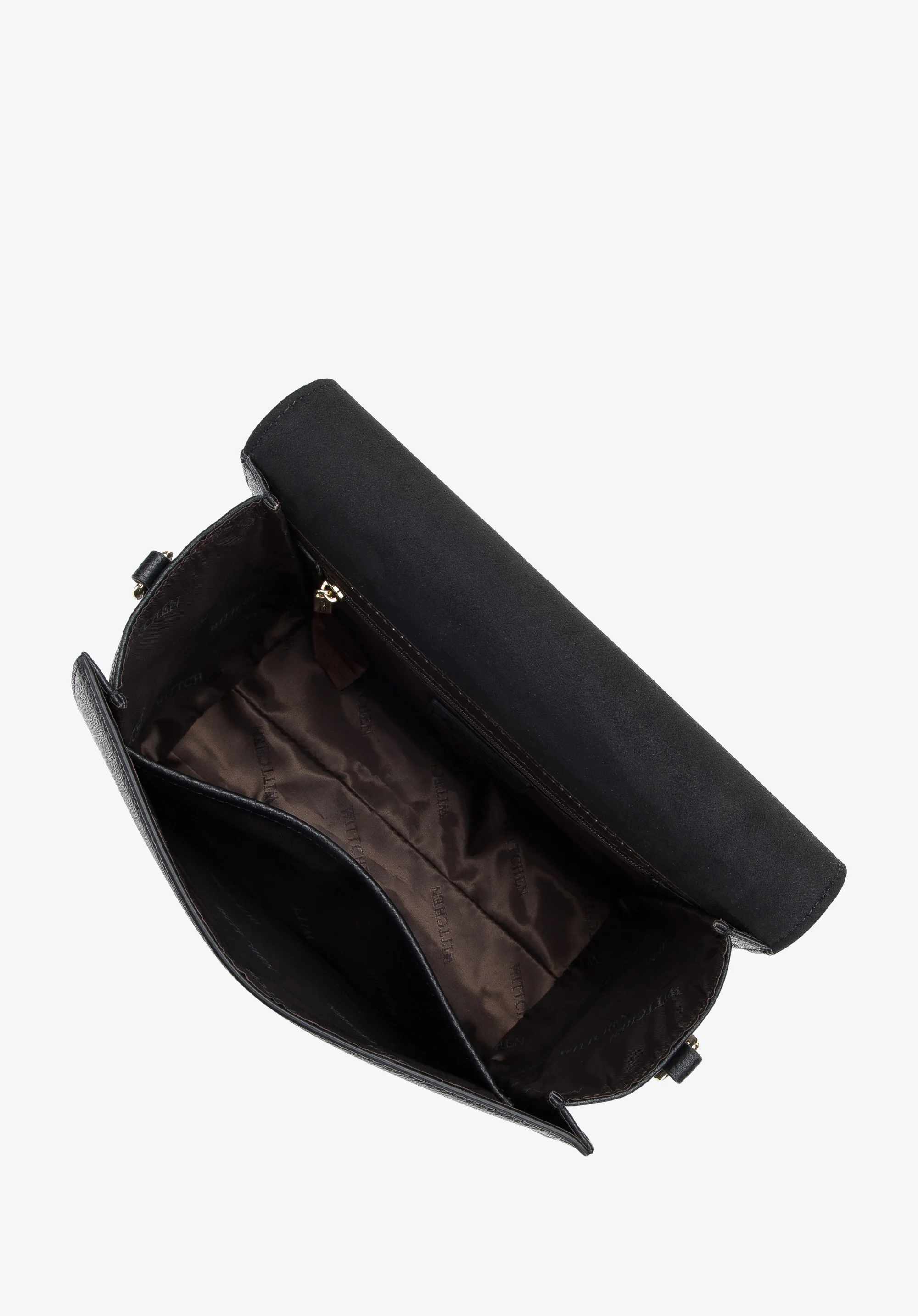 Damska torebka skórzana z klapą o nieregularnym kształcie