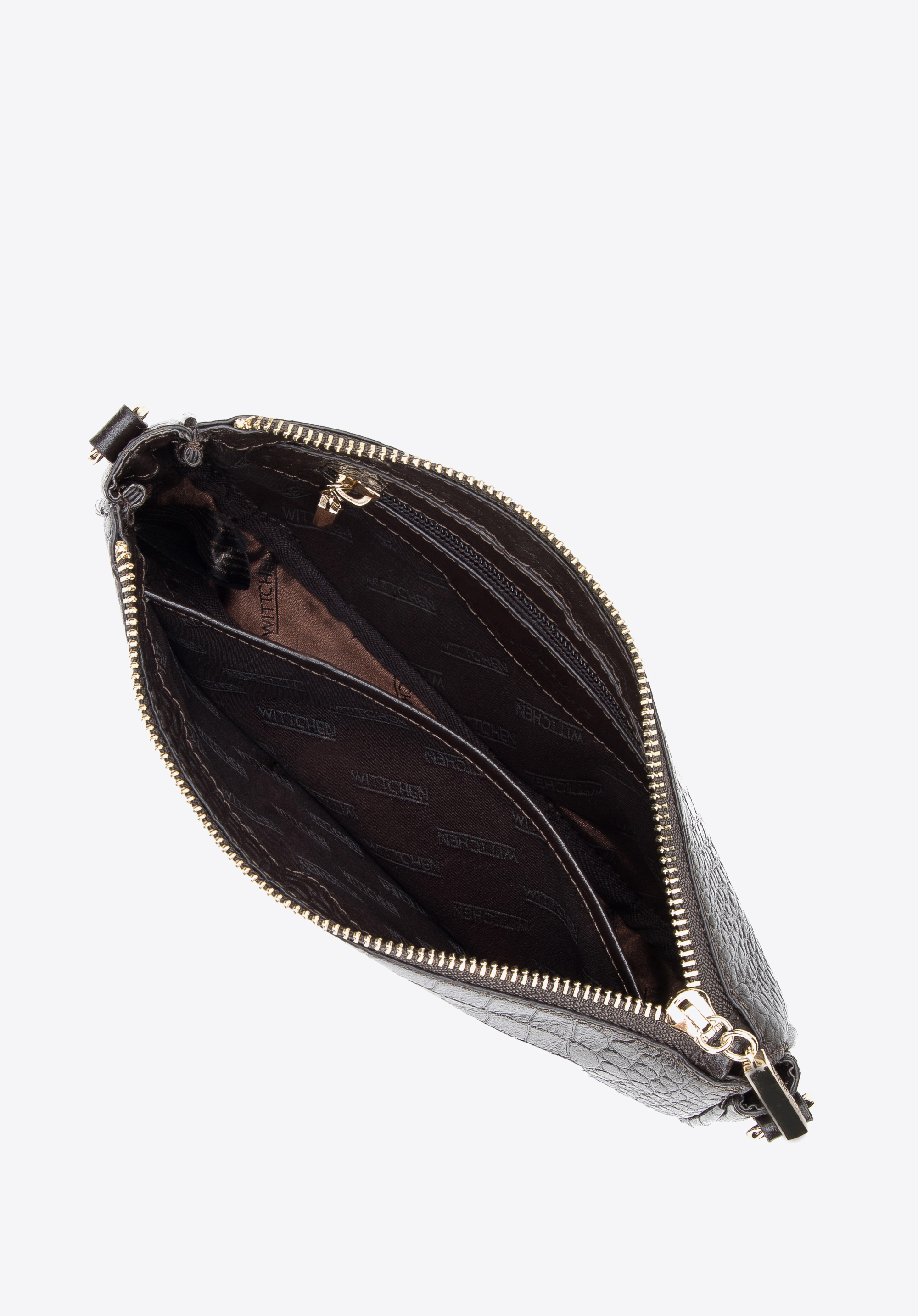 Damska torebka ze skóry o fakturze croco podwójna z etui