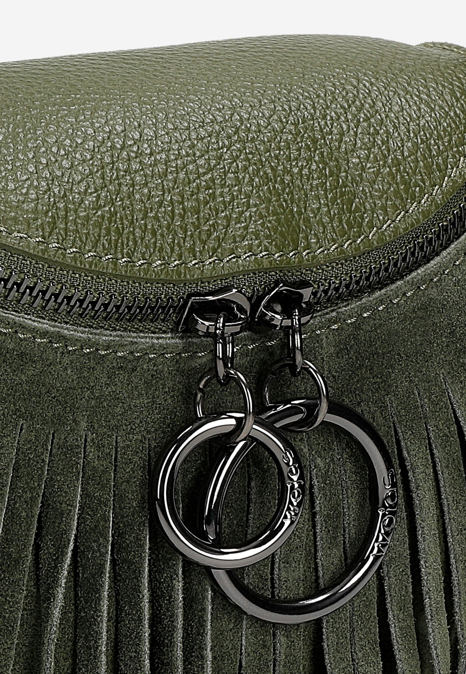 Brązowa nerka damska z frędzlami