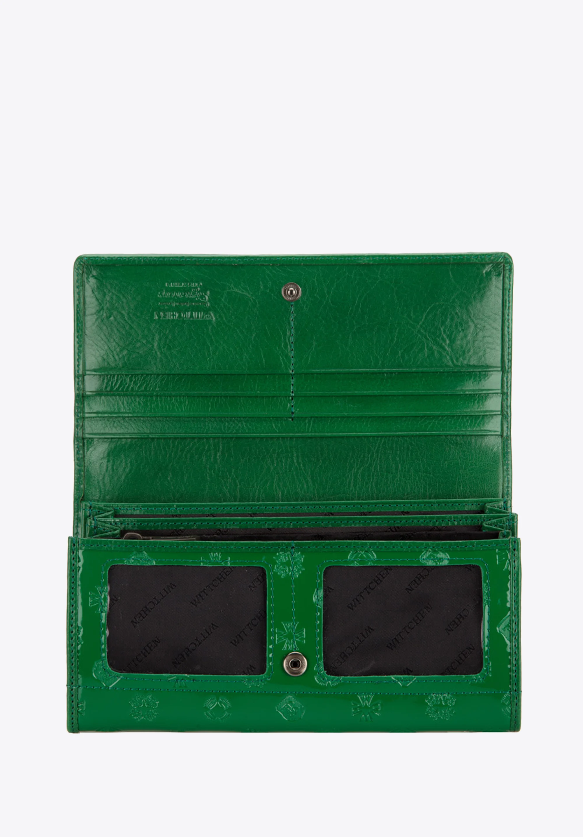 Damski portfel skórzany lakierowany z monogramem