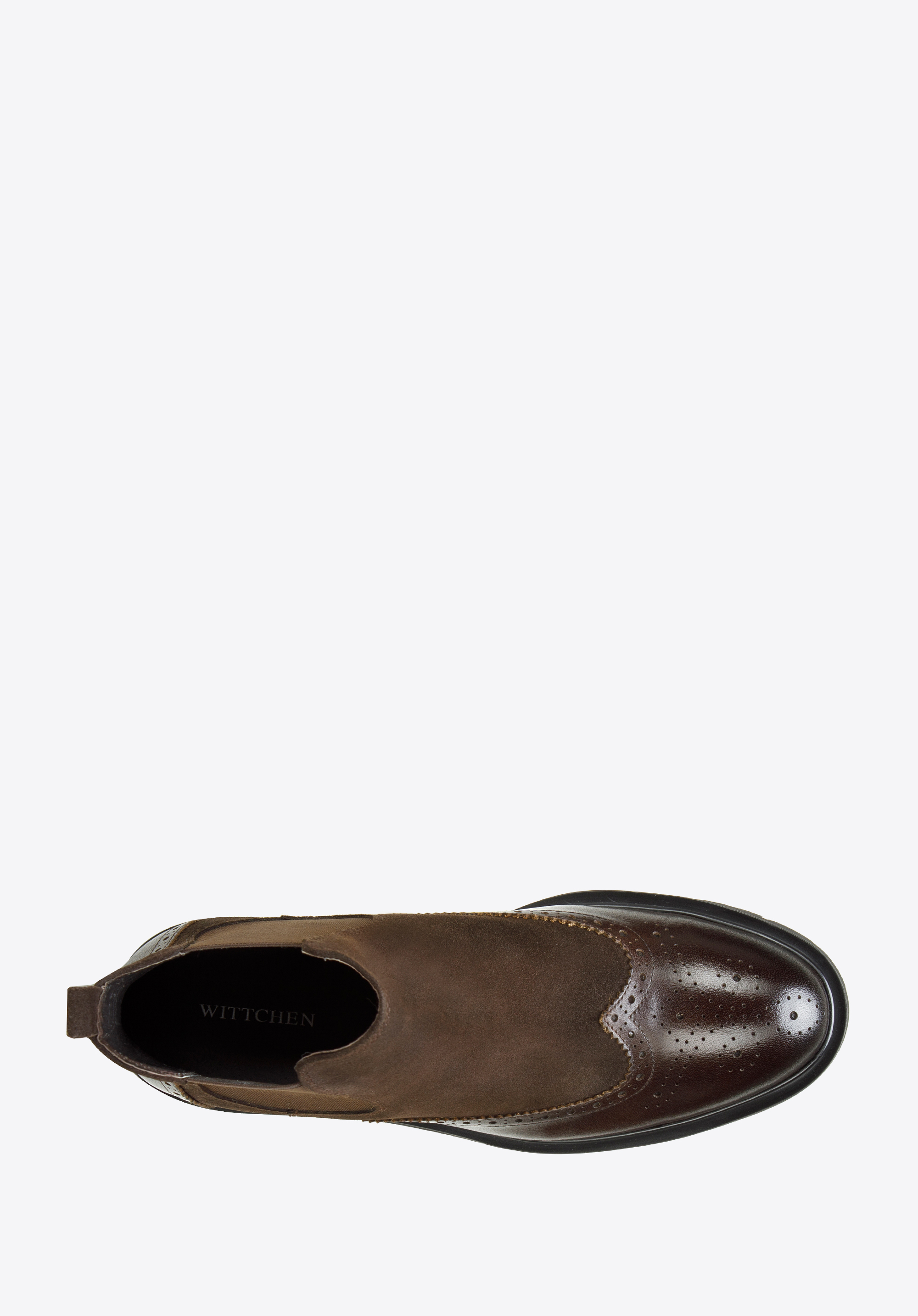 Męskie sztyblety z dwóch rodzajów skór ze zdobieniem