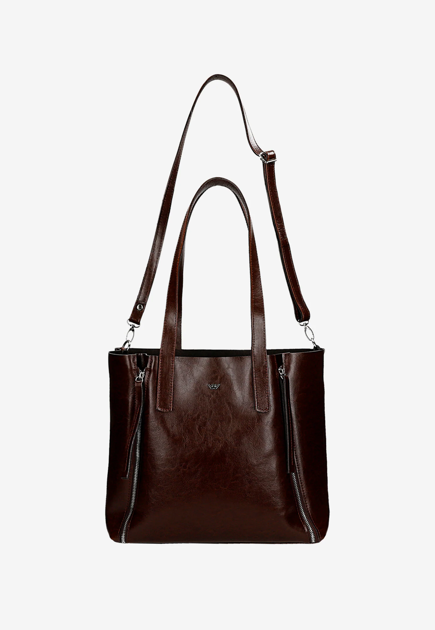 Skórzana bordowa shopperka damska