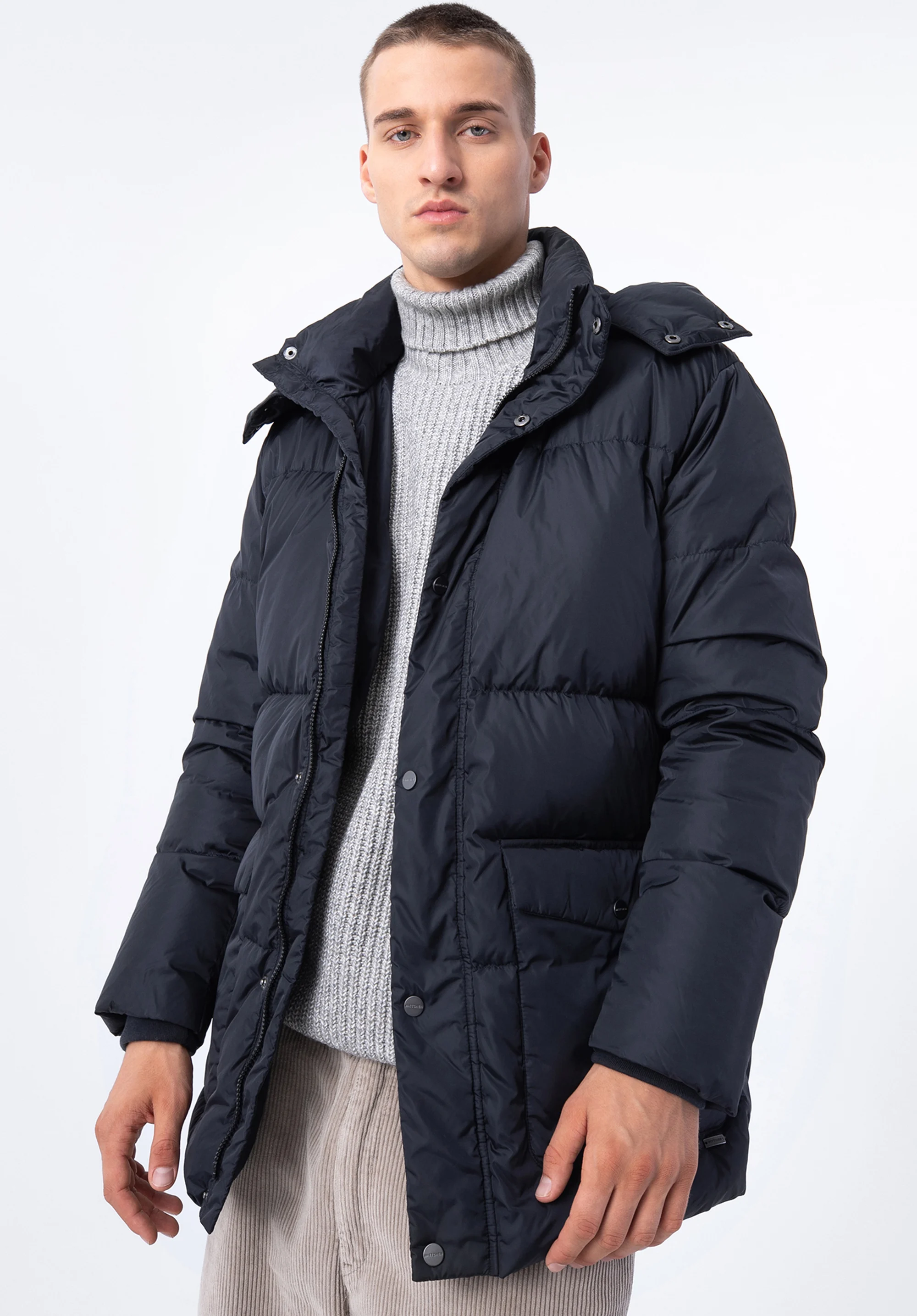 Męska kurtka puchowa pikowana z kapturem