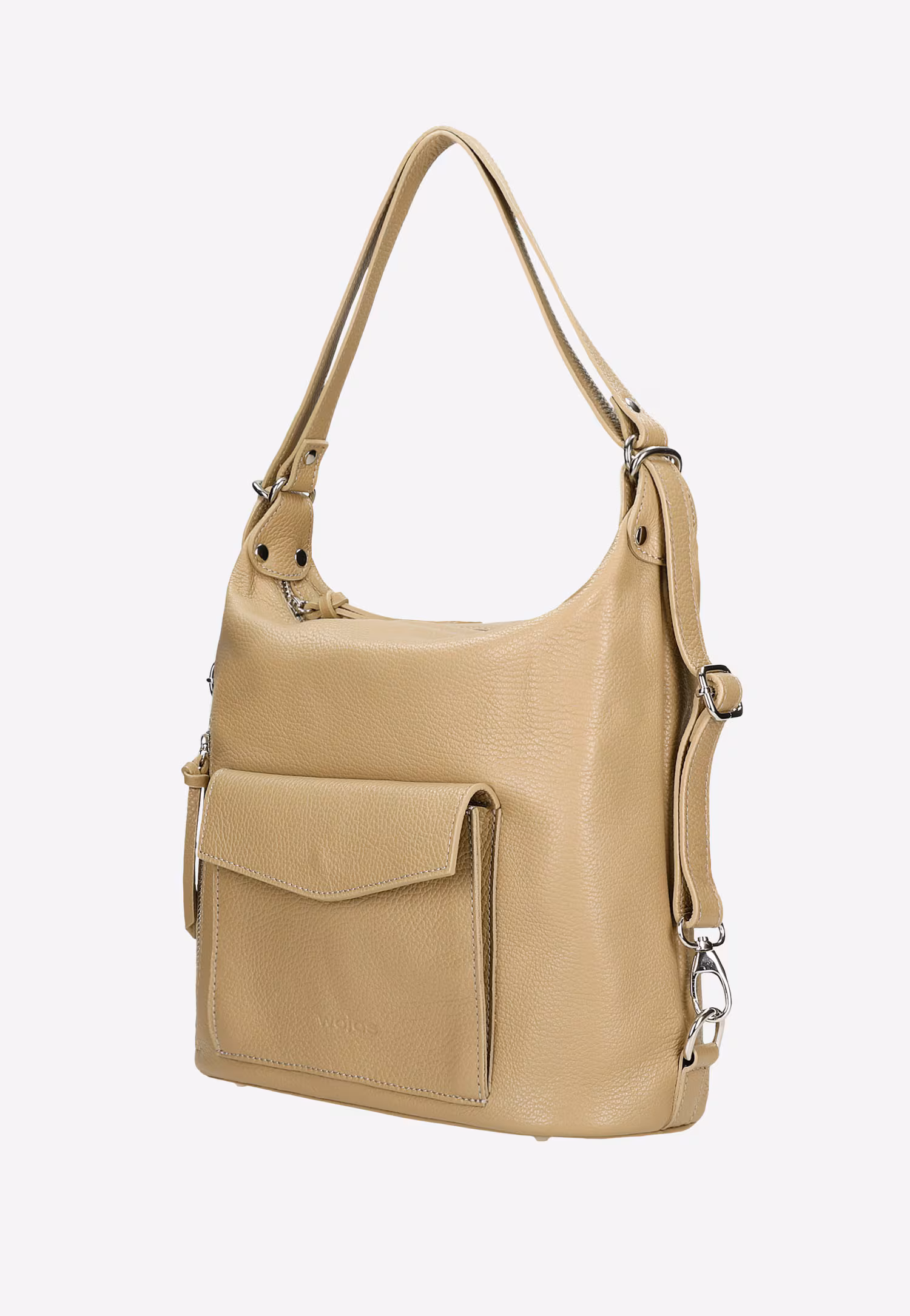 Beżowa skórzana torebka plecak 2w1