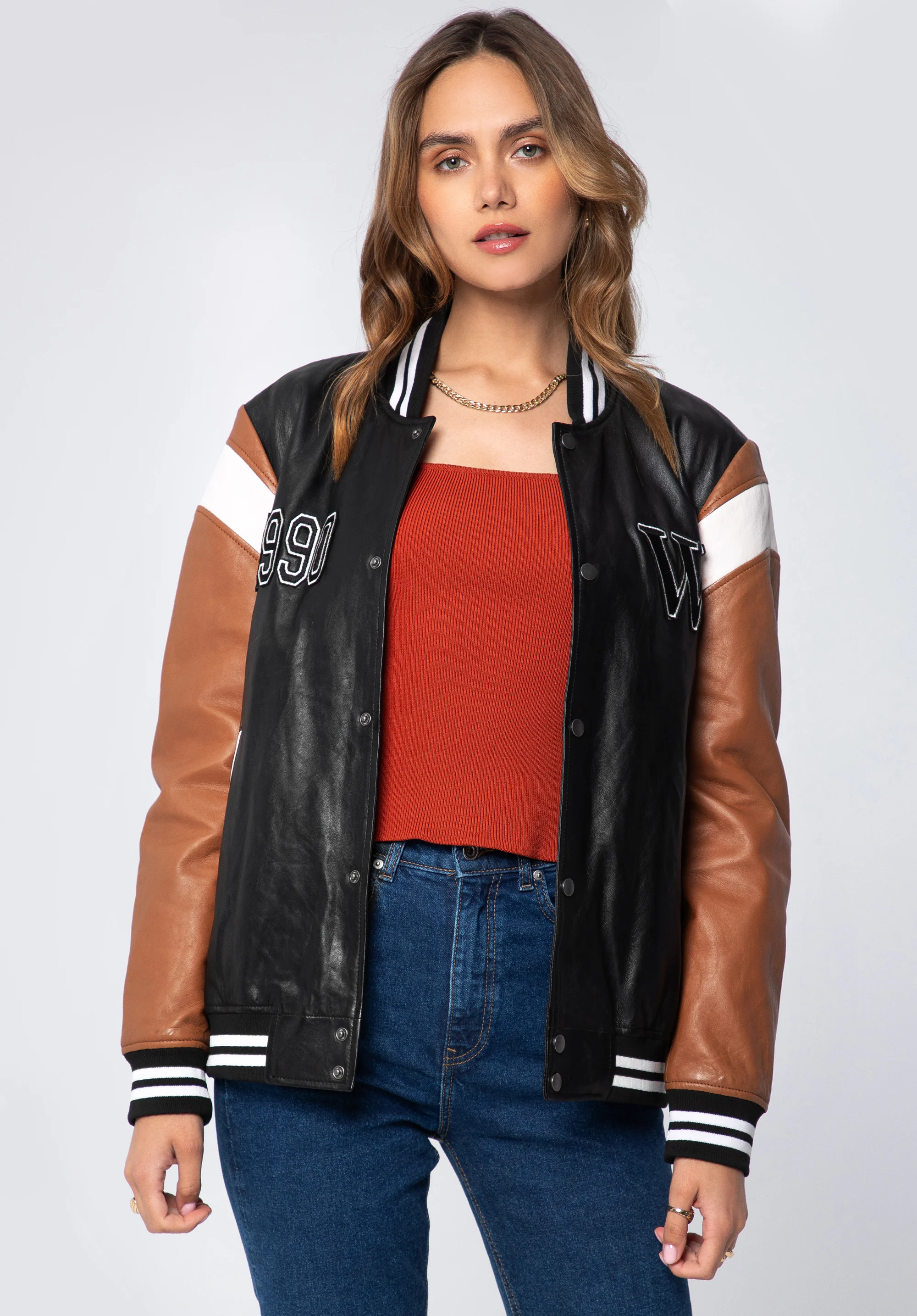 Kurtka bejsbolówka skórzana uniseks