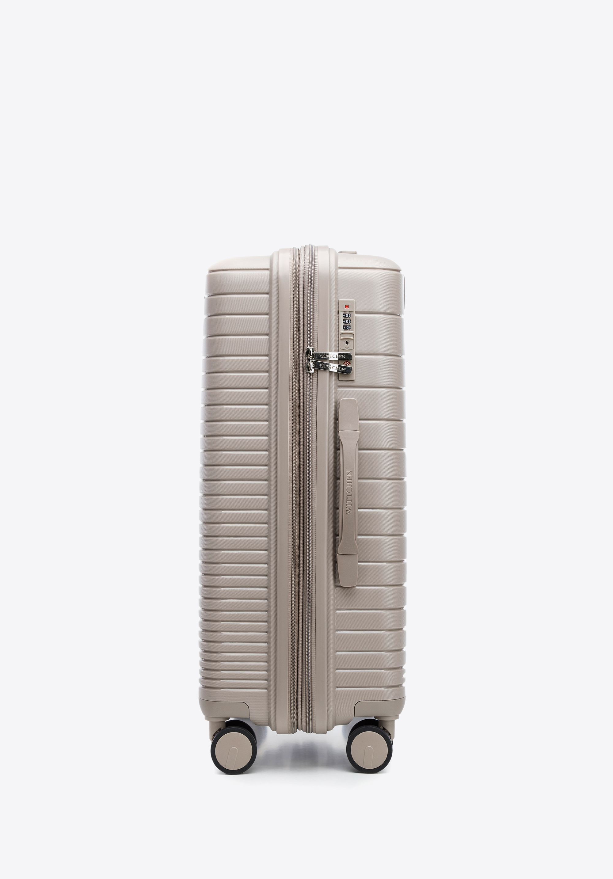 Walizka średnia z polipropylenu z błyszczącymi paskami