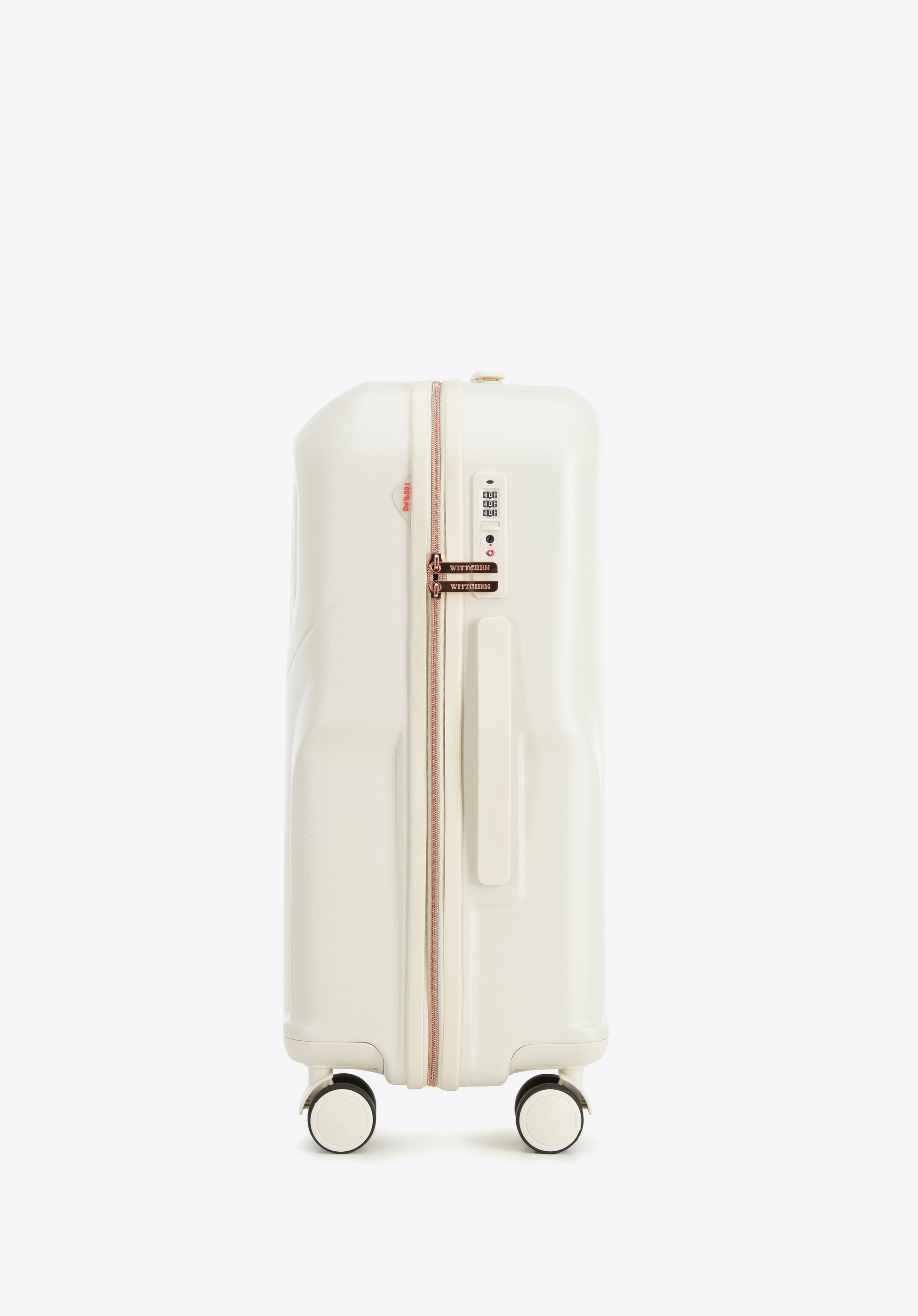 Walizka kabinowa z polikarbonu z suwakiem w kolorze różowego złota