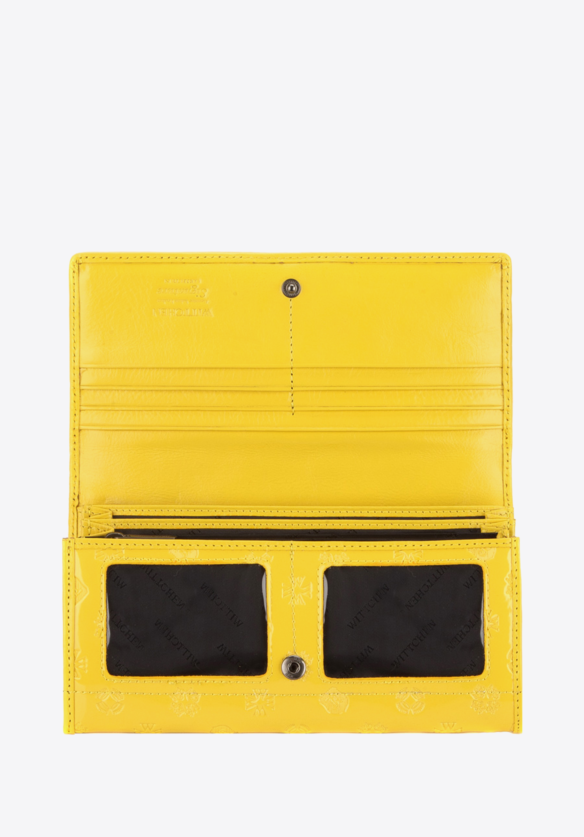 Damski portfel skórzany lakierowany z monogramem