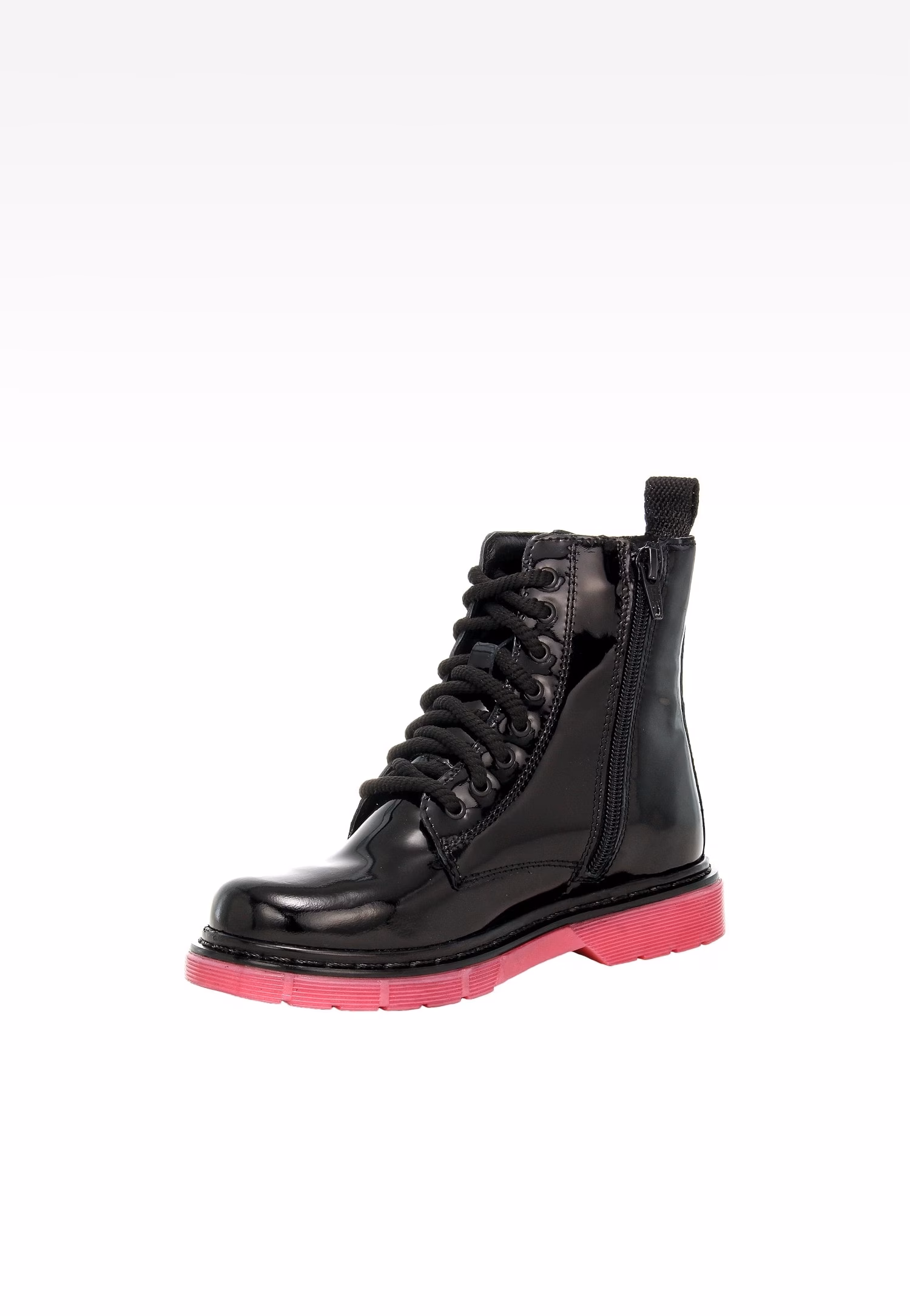 Czarne dziewczęce trzewiki BARTEK z różową podeszwą 1429301