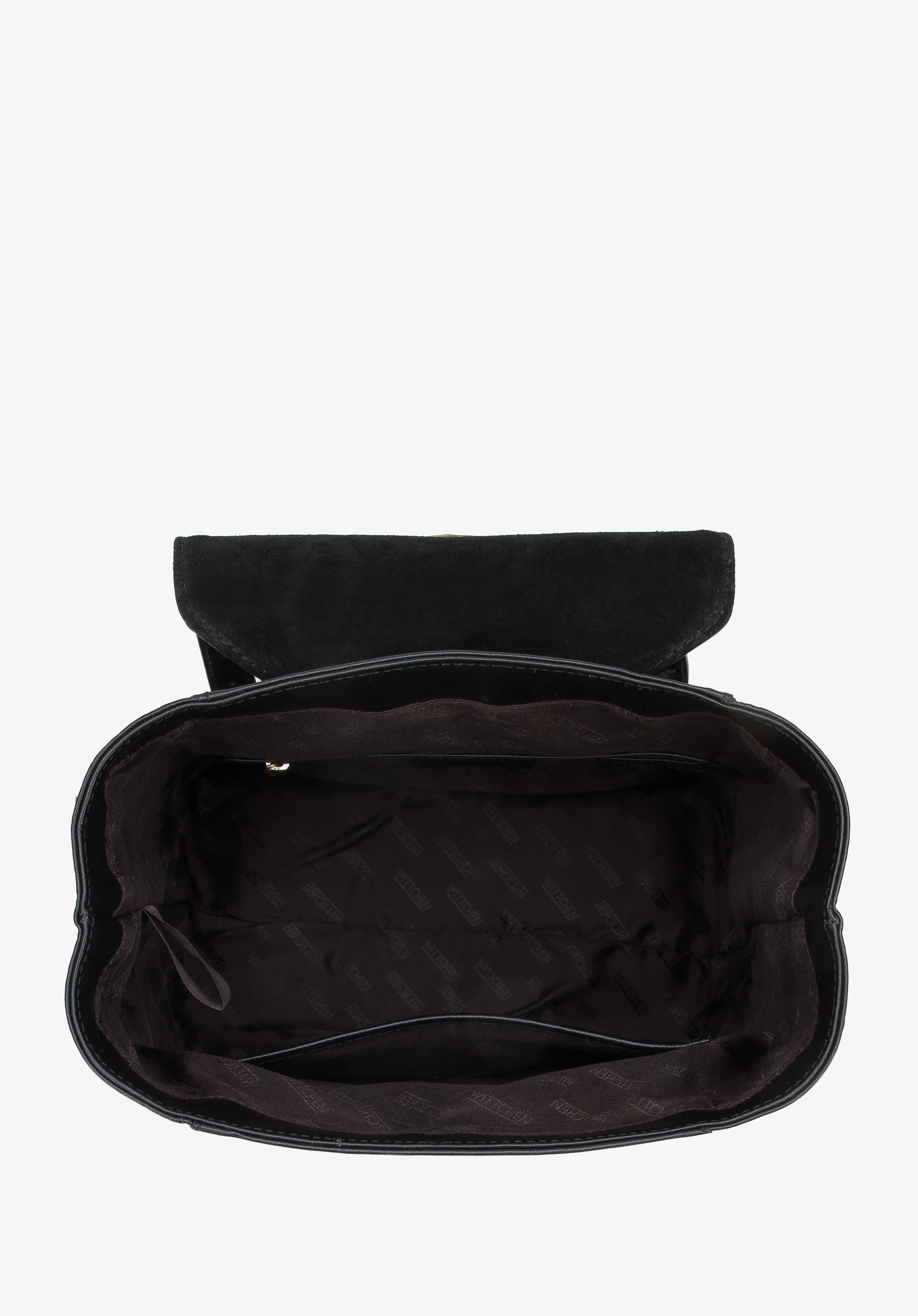 Damski plecak skórzany w monogram z pionowymi suwakami