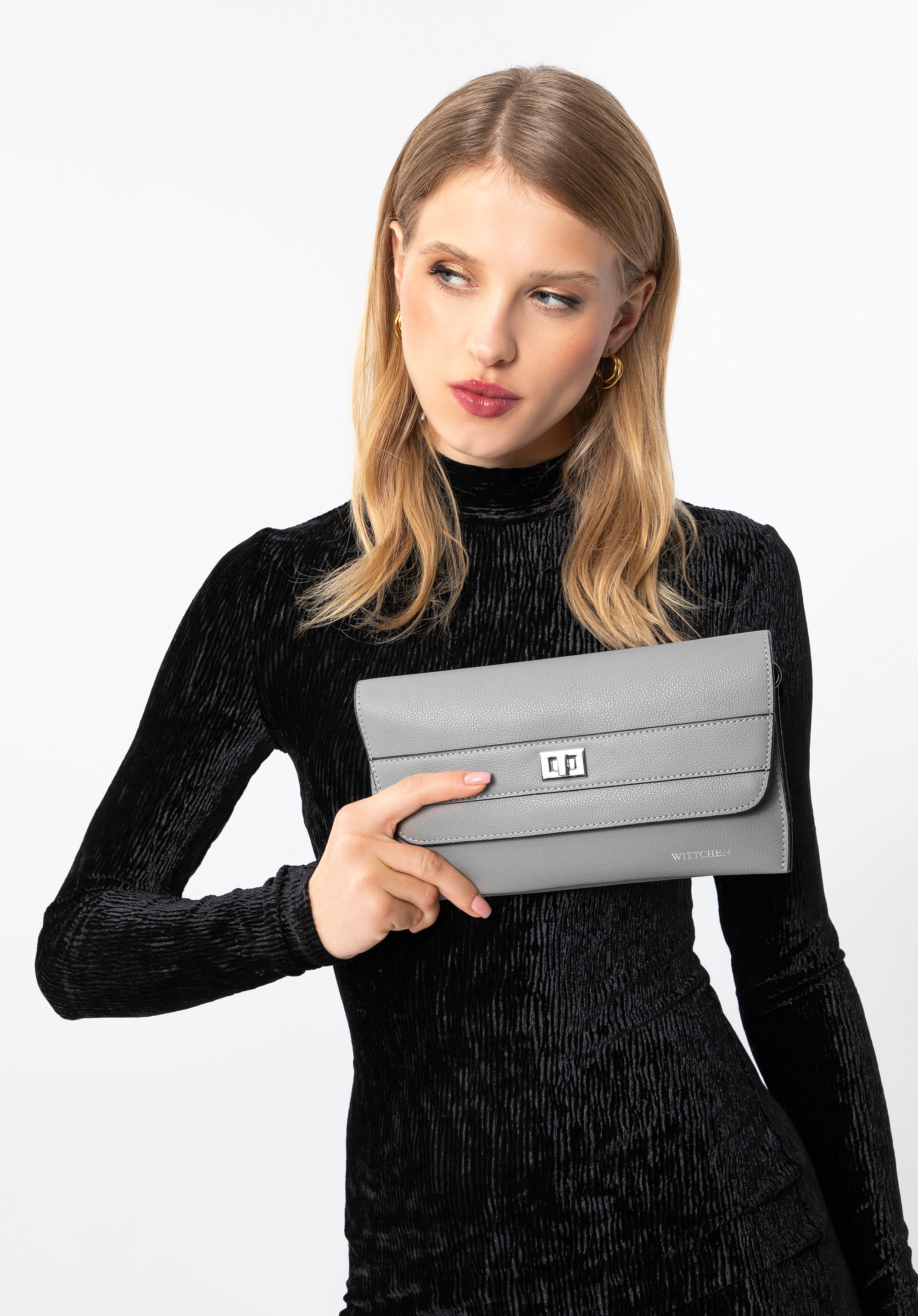 Torebka wieczorowa ze skóry groszkowej