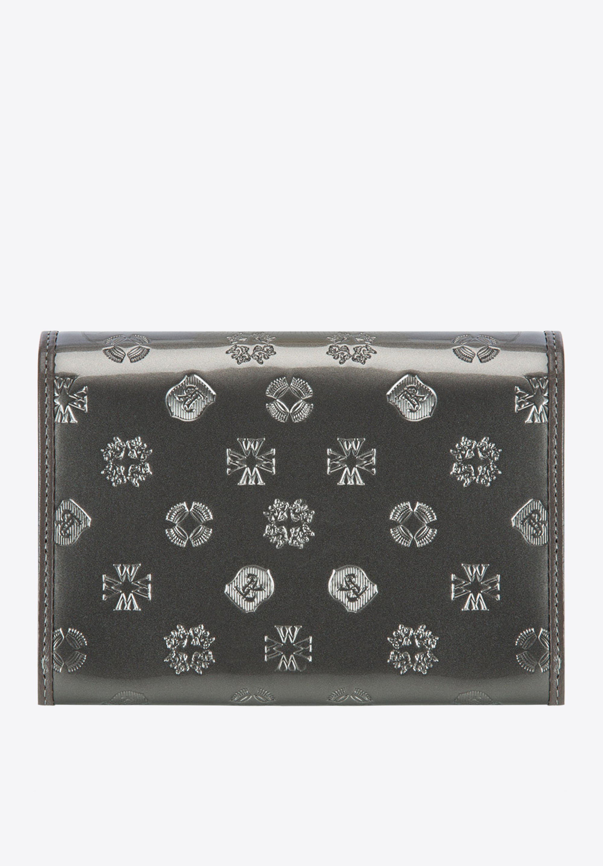 Damski portfel z lakierowanej skóry z monogramem mały