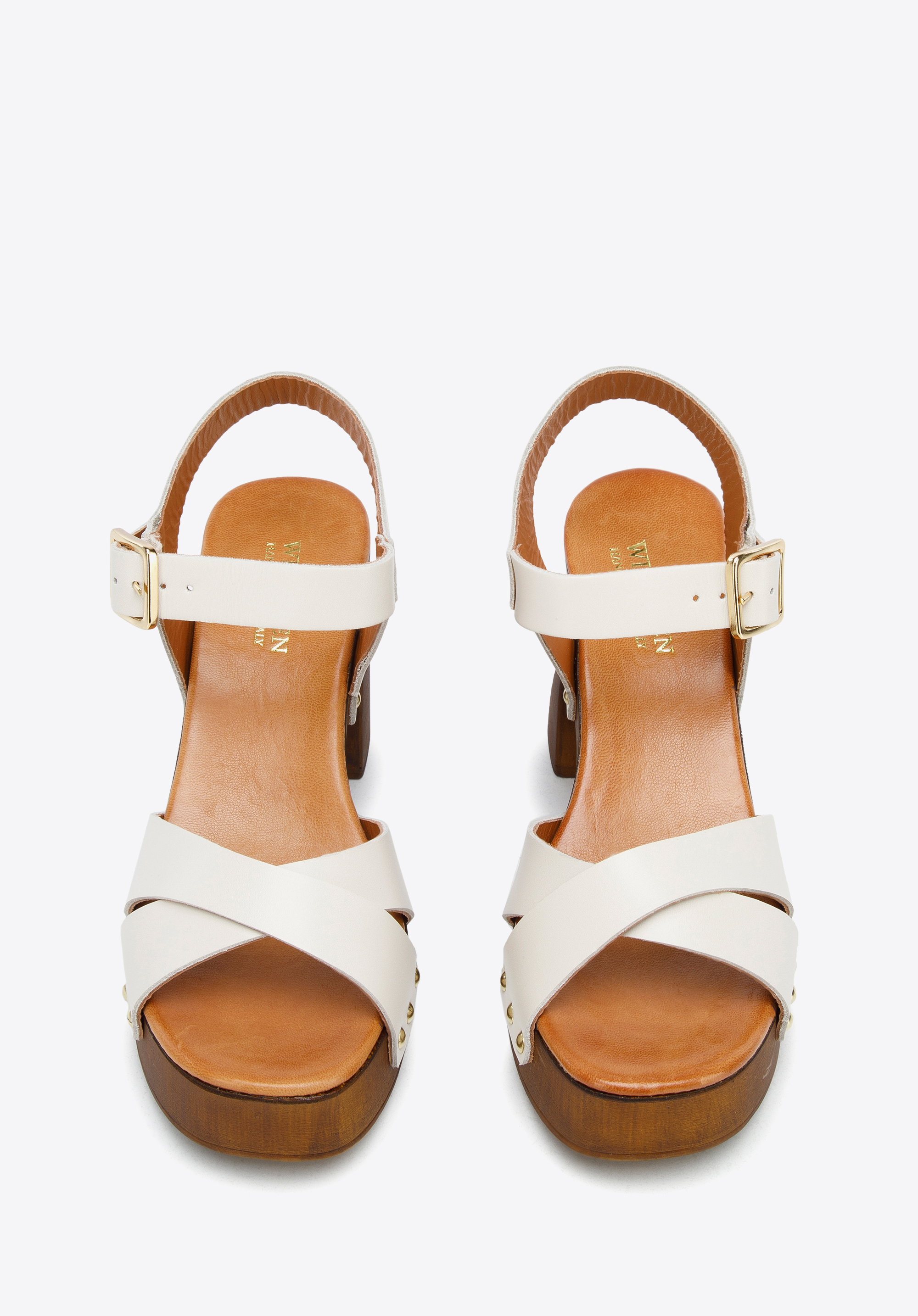 Damskie sandały skórzane z paskami na krzyż