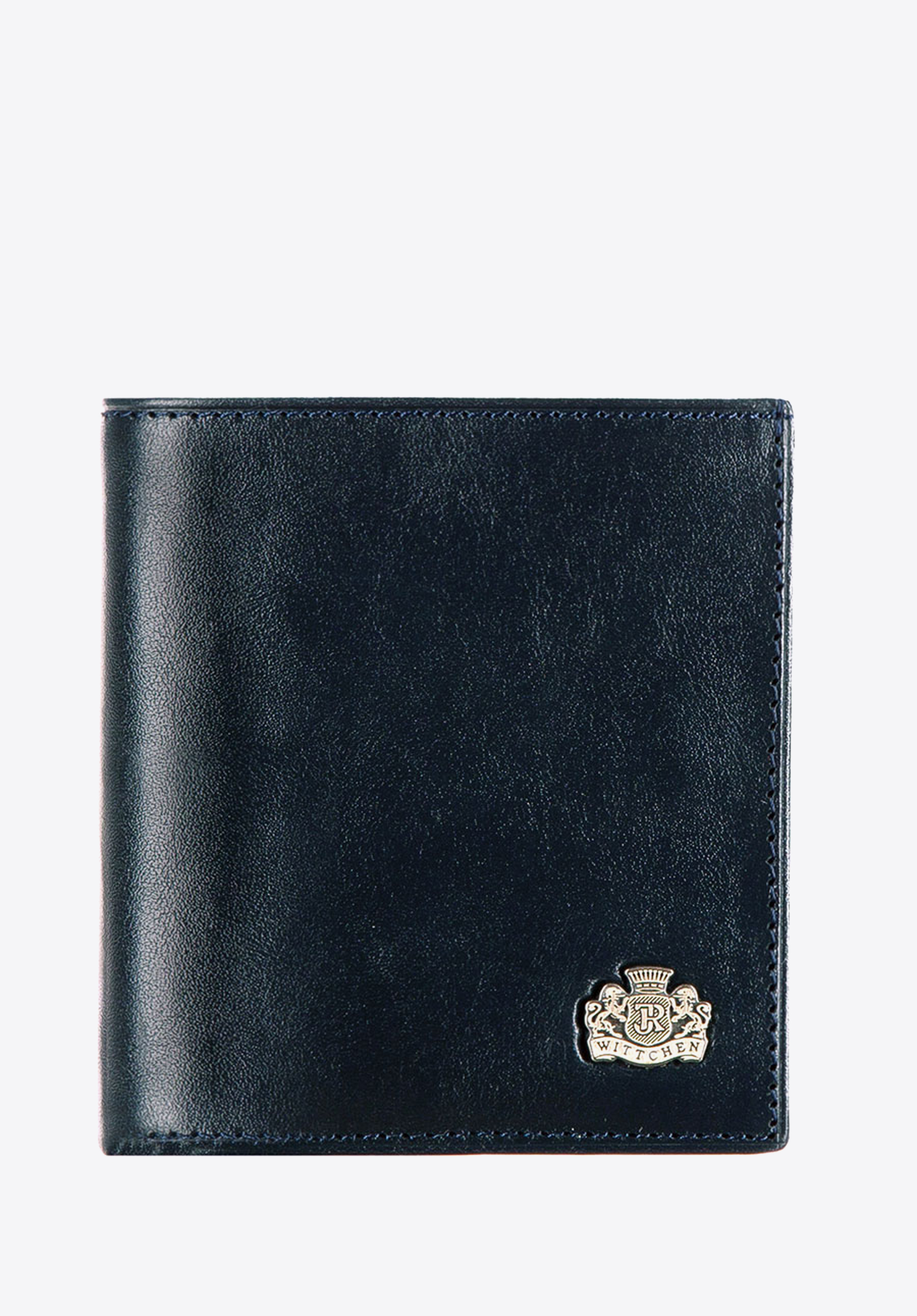 Damski portfel skórzany z herbem na zatrzask