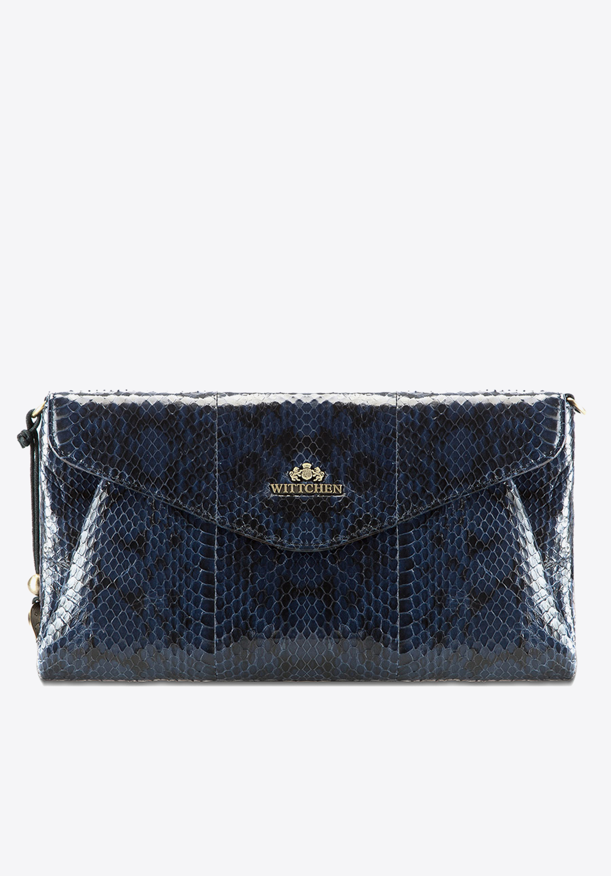 Kopertówka skórzana we wzór węża  z suwakiem