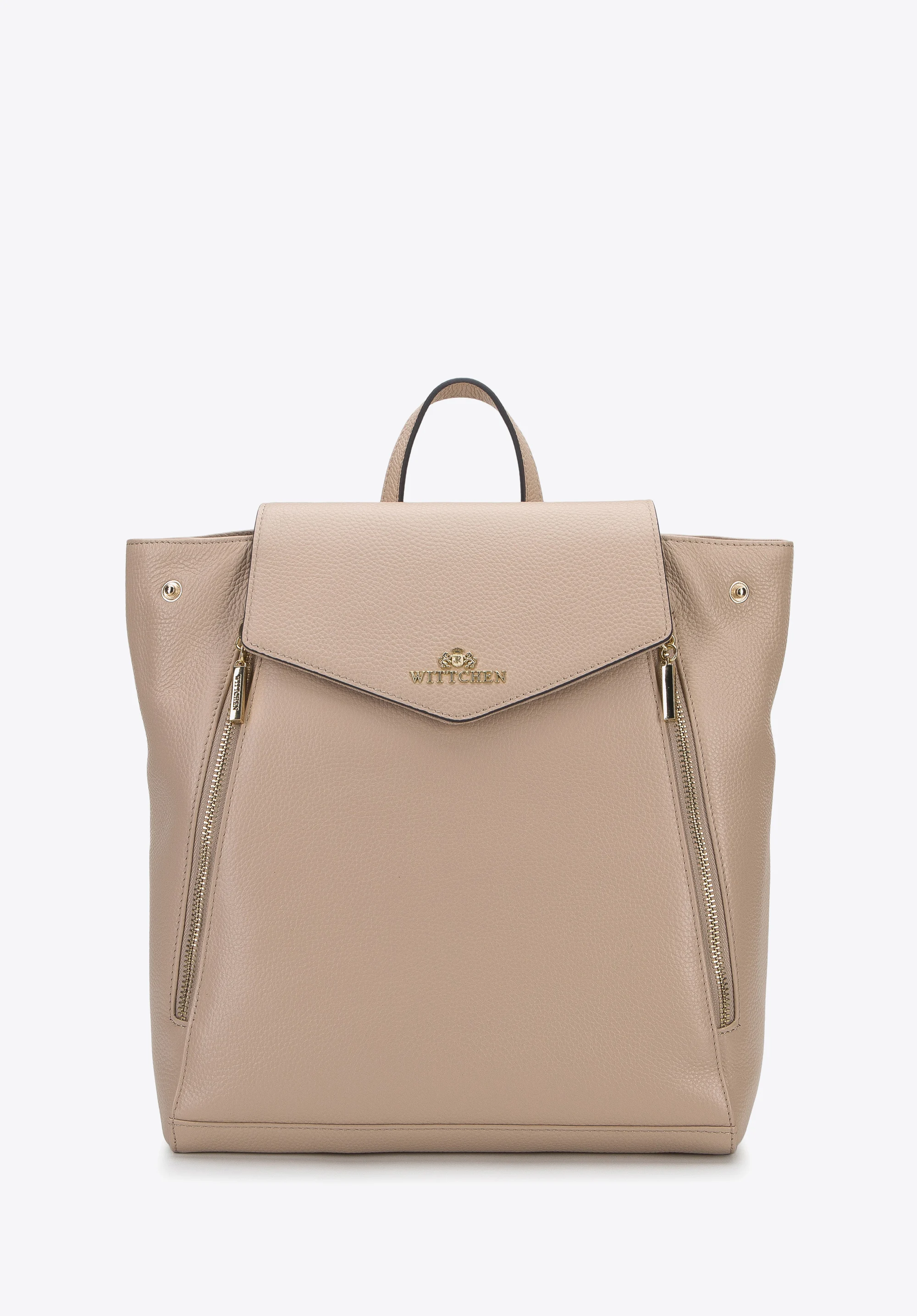 Damski plecak skórzany z pionowymi suwakami