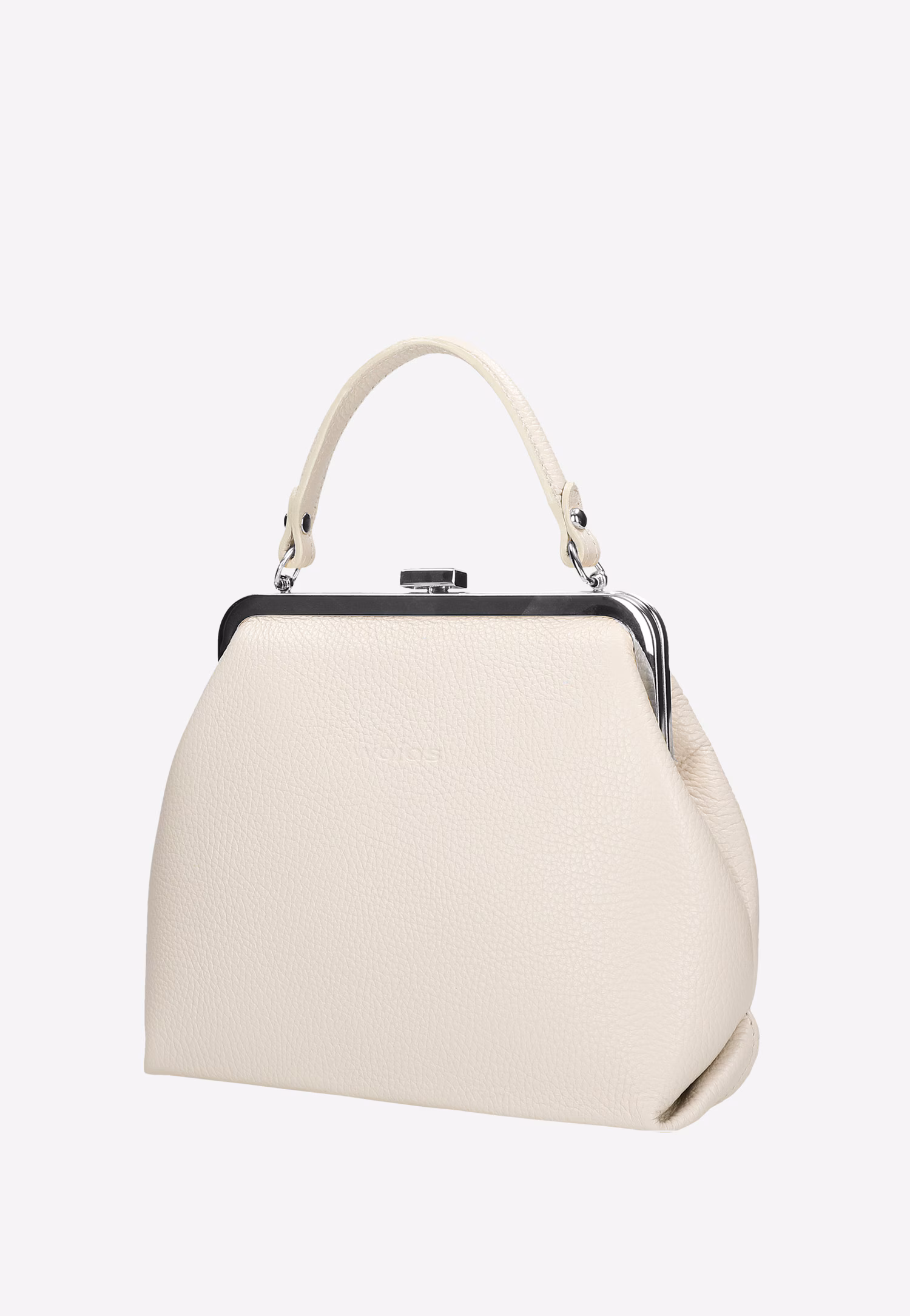 Beżowa skórzana torebka frame bag