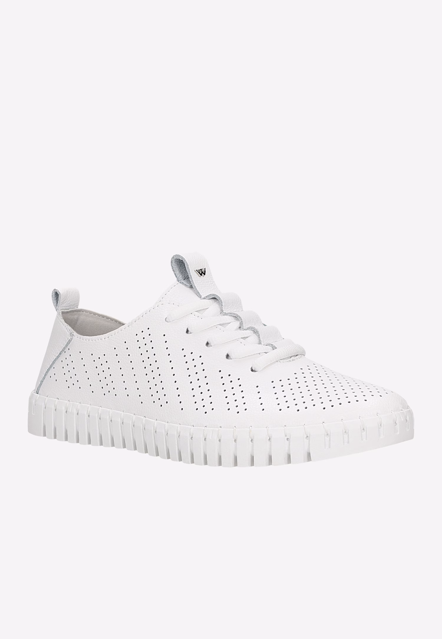 Białe trampki damskie z perforowanej skóry licowej