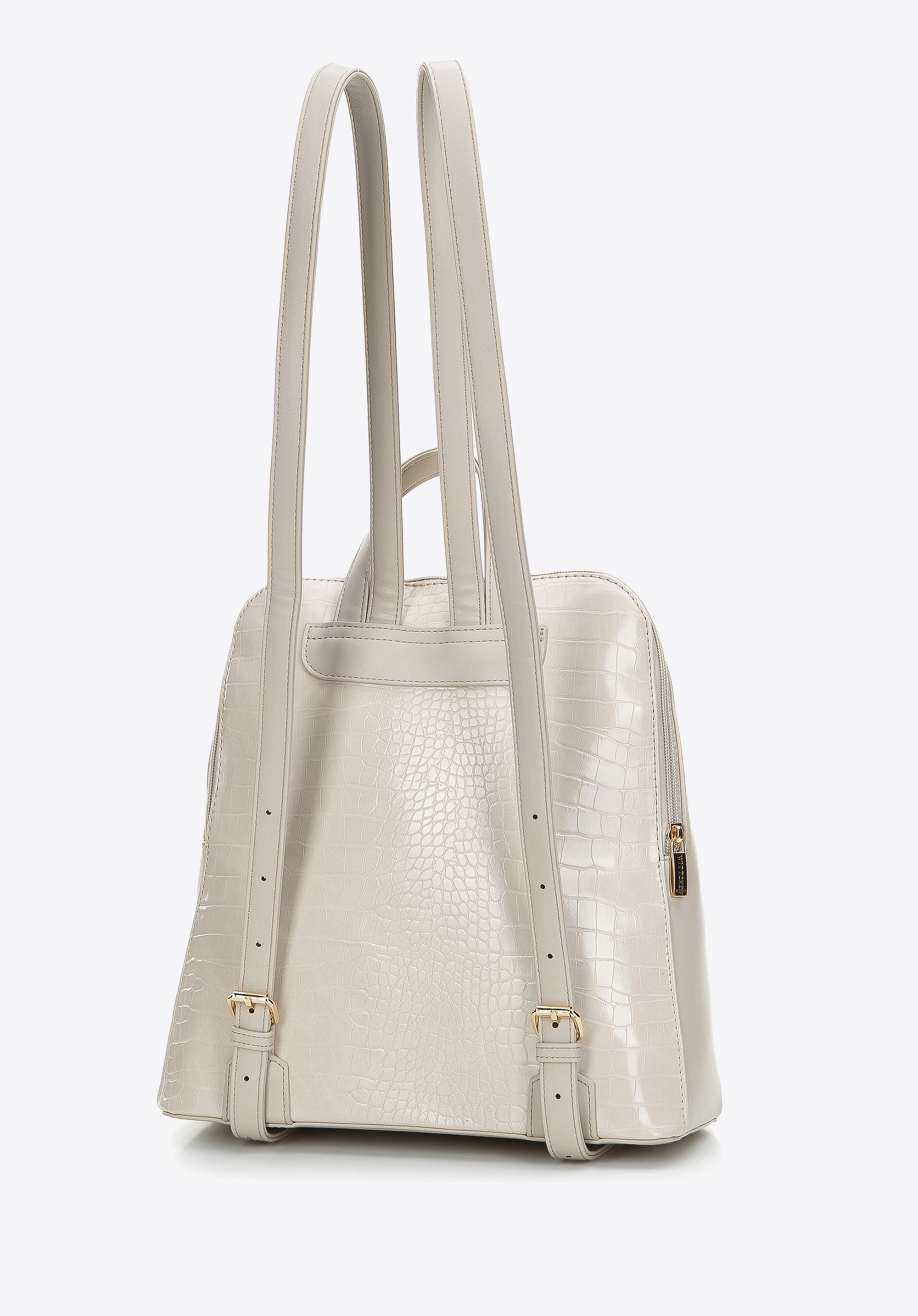 Damski plecak z ekoskóry o dwóch fakturach trapezowy