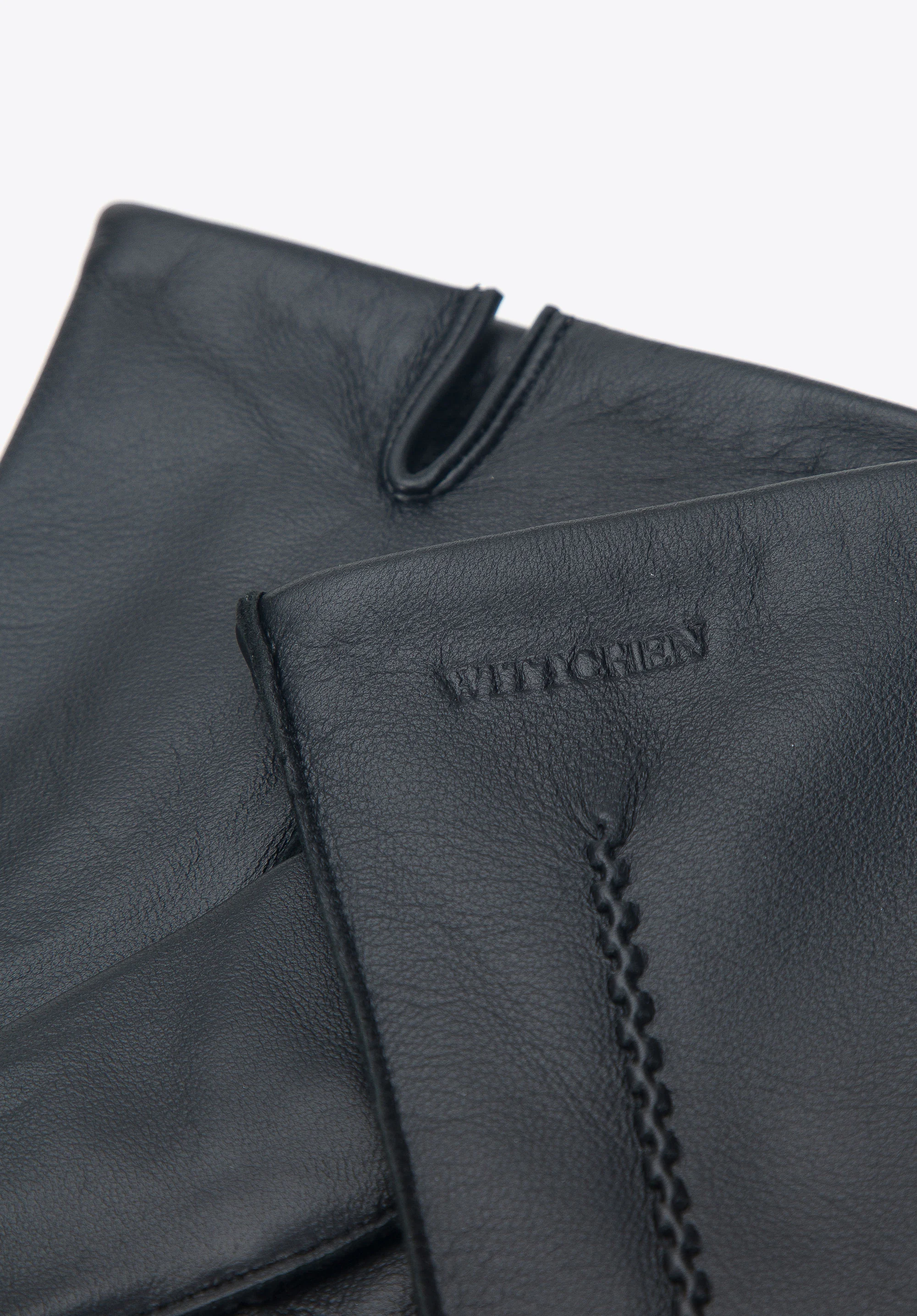 Męskie rękawiczki skórzane z ozdobnym przeszyciem