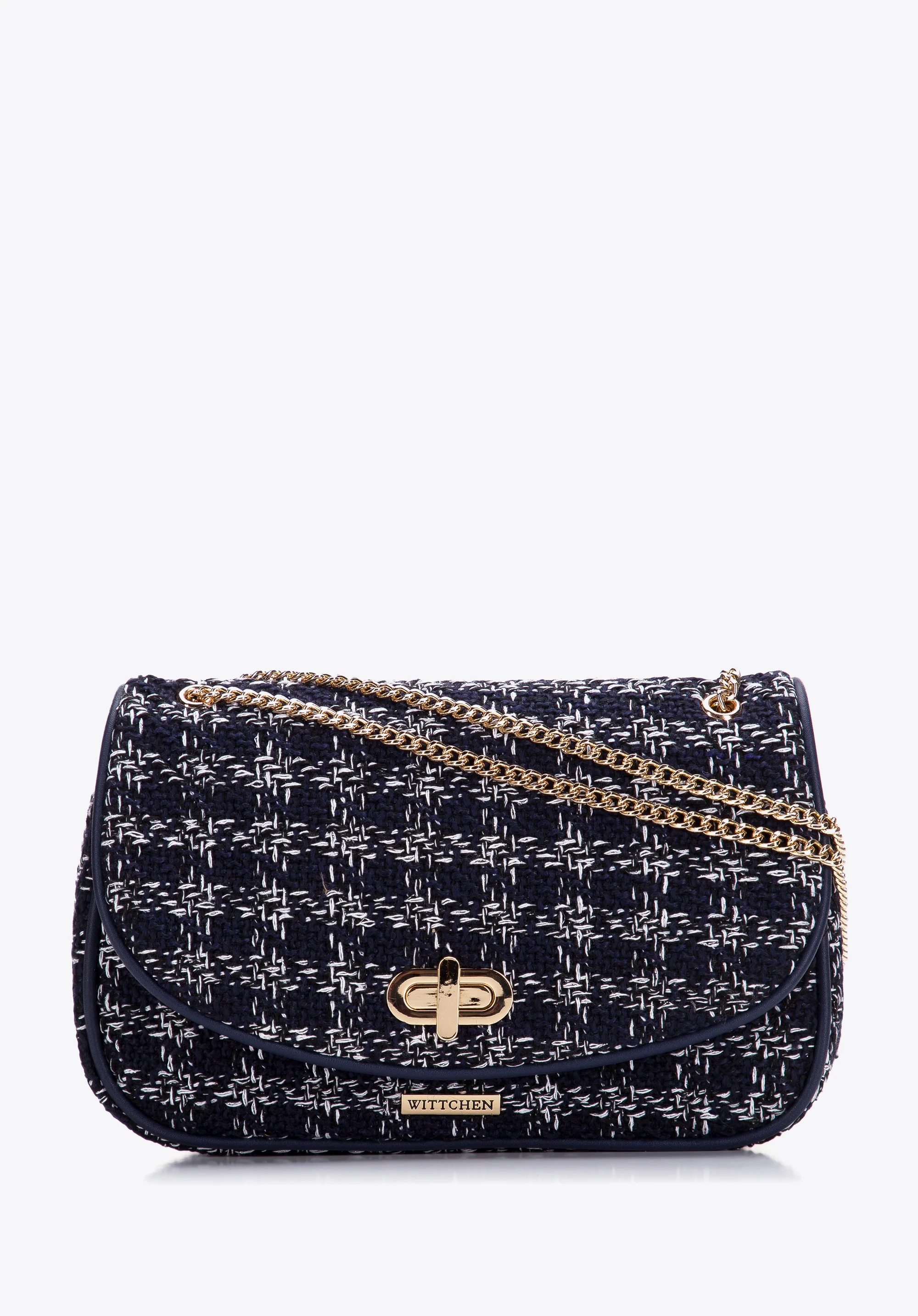 Damska listonoszka z tkaniny bouclé na łańcuszku