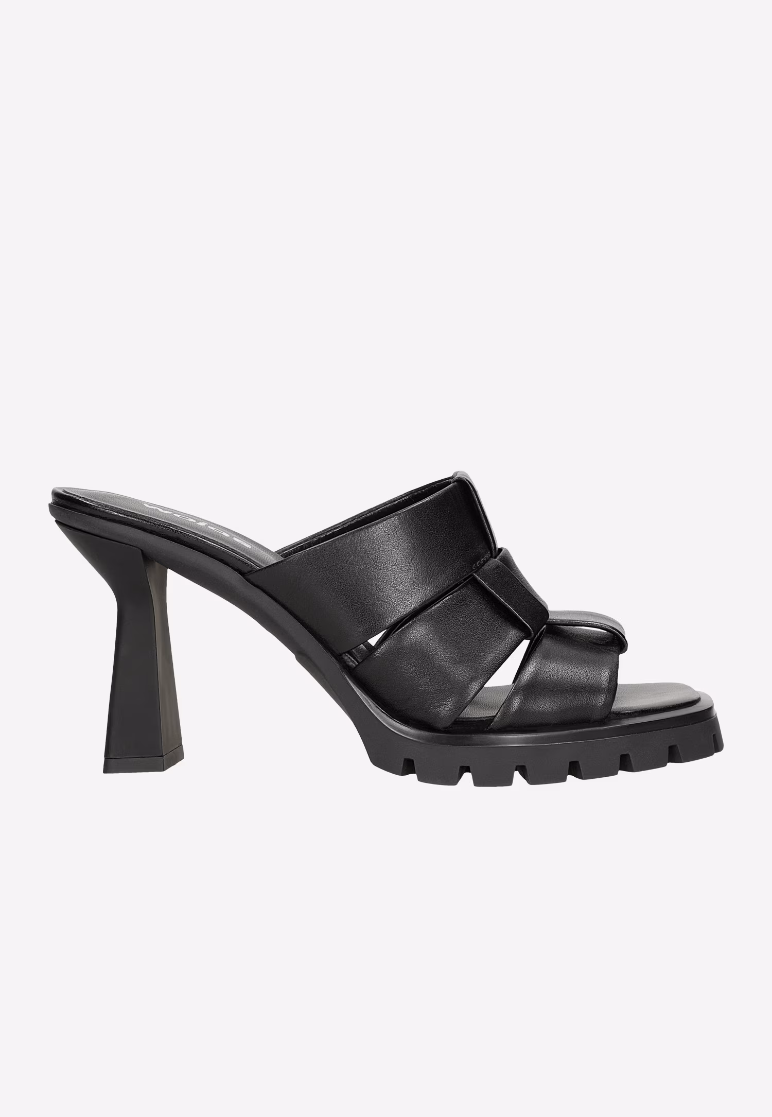 Czarne skórzane klapki damskie na obcasie