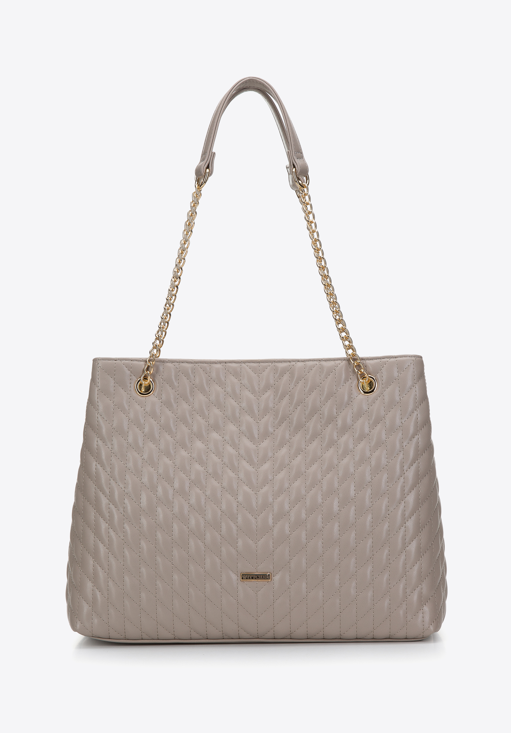 Torebka shopperka pikowana w jodełkę