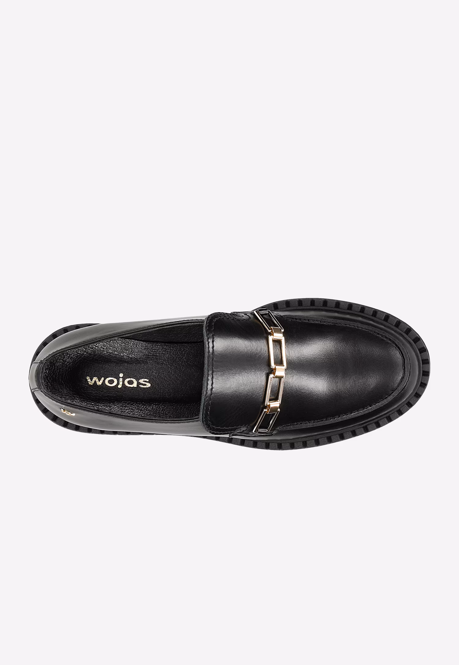 Czarne mokasyny damskie ze skóry florentic ze złotą ozdobą