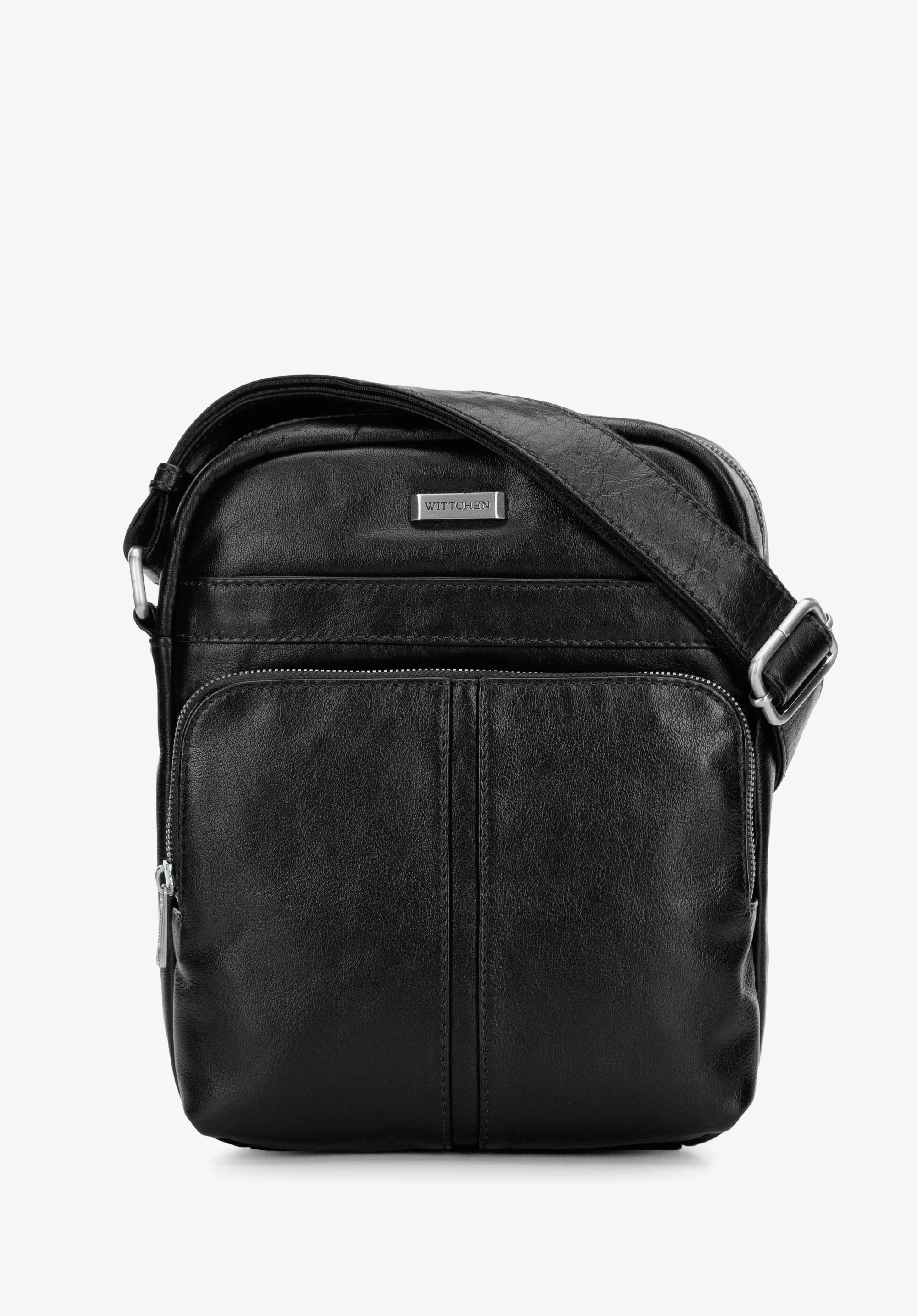 Męska listonoszka skórzana z wypukłą kieszenią z przodu