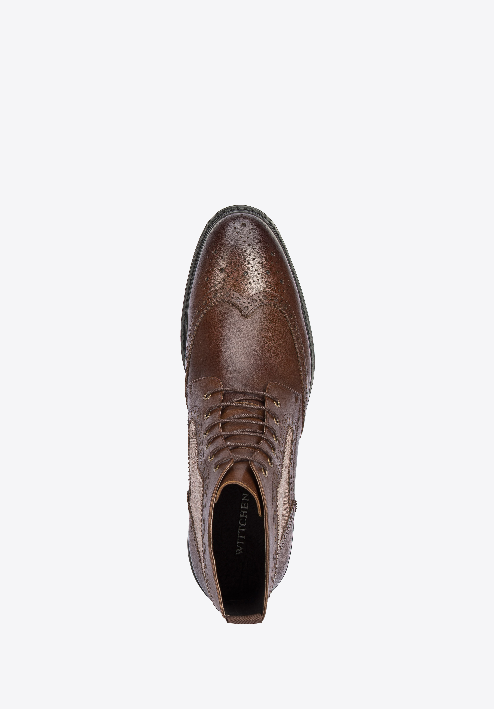 Męskie trzewiki ze skóry z motywem w jodełkę