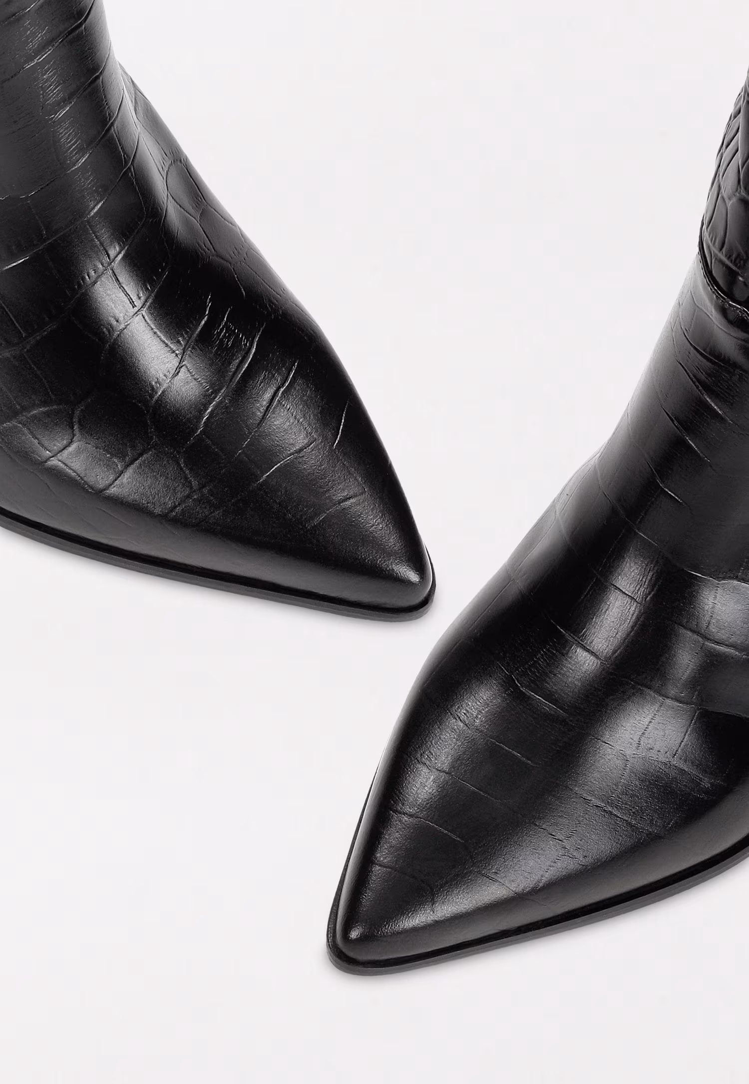 Czarne kozaki damskie PREMIUM z tłoczeniem w skórę krokodyla