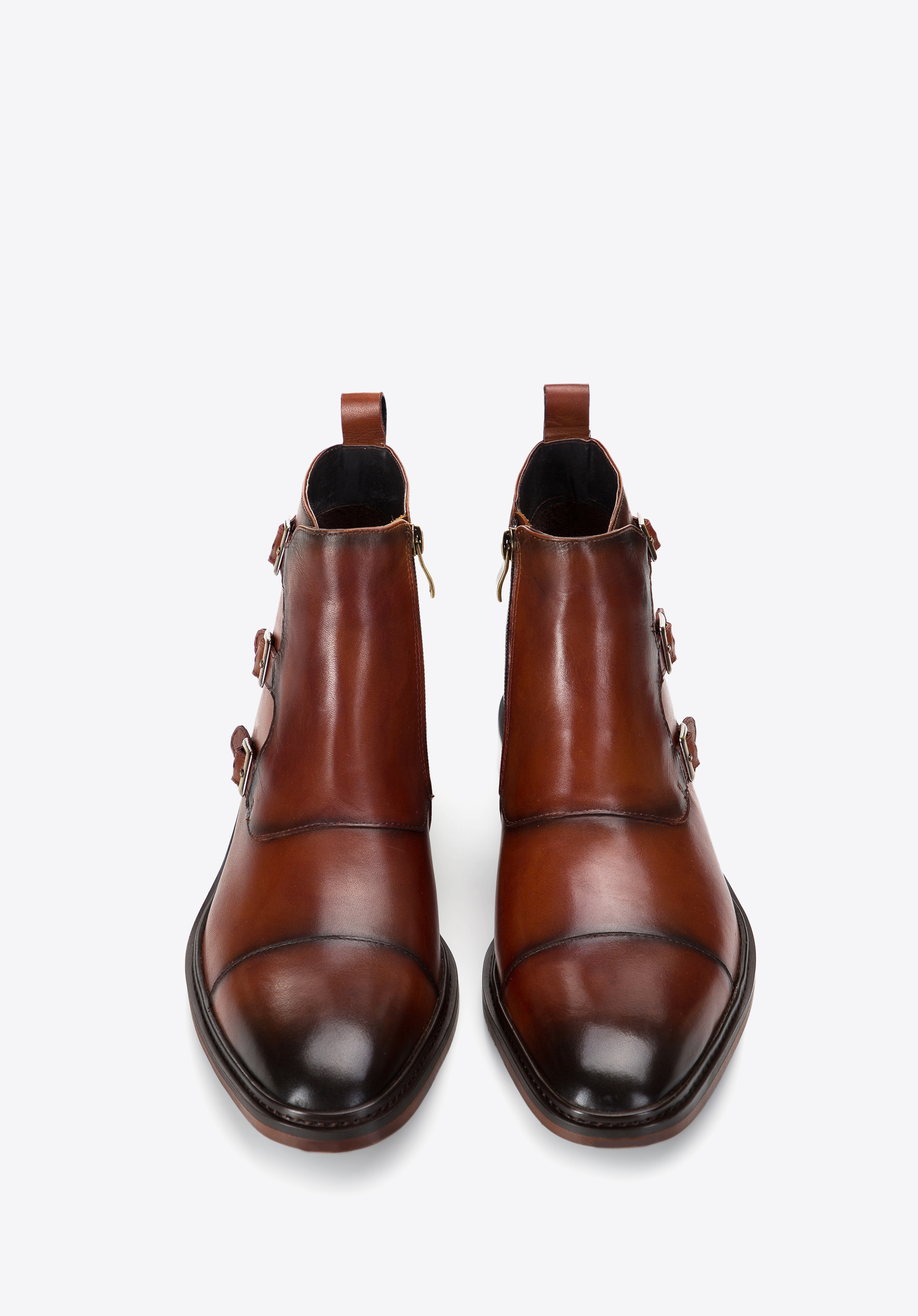 Męskie trzewiki skórzane z klamrami