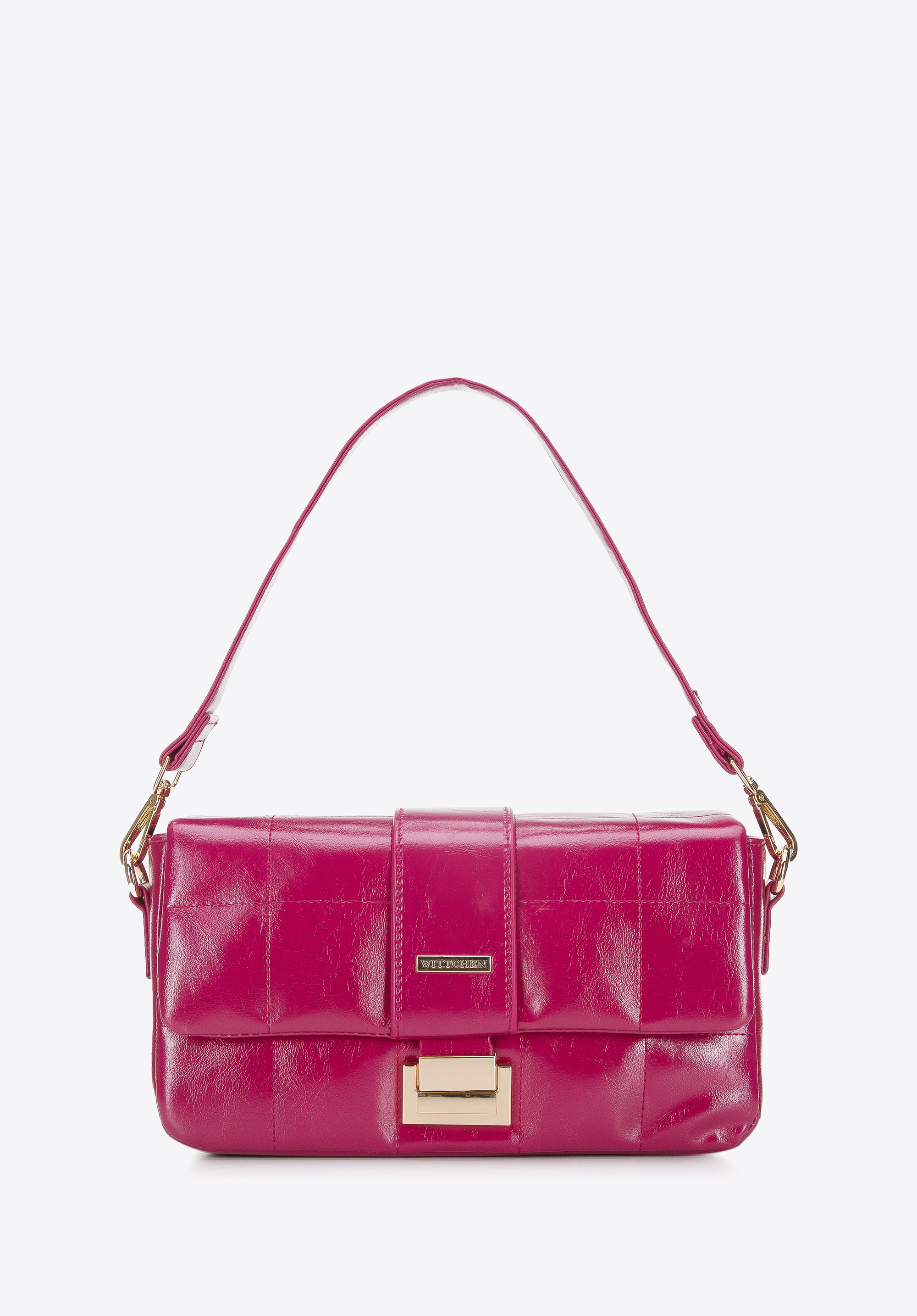 Damska torebka z błyszczącej pikowanej ekoskóry