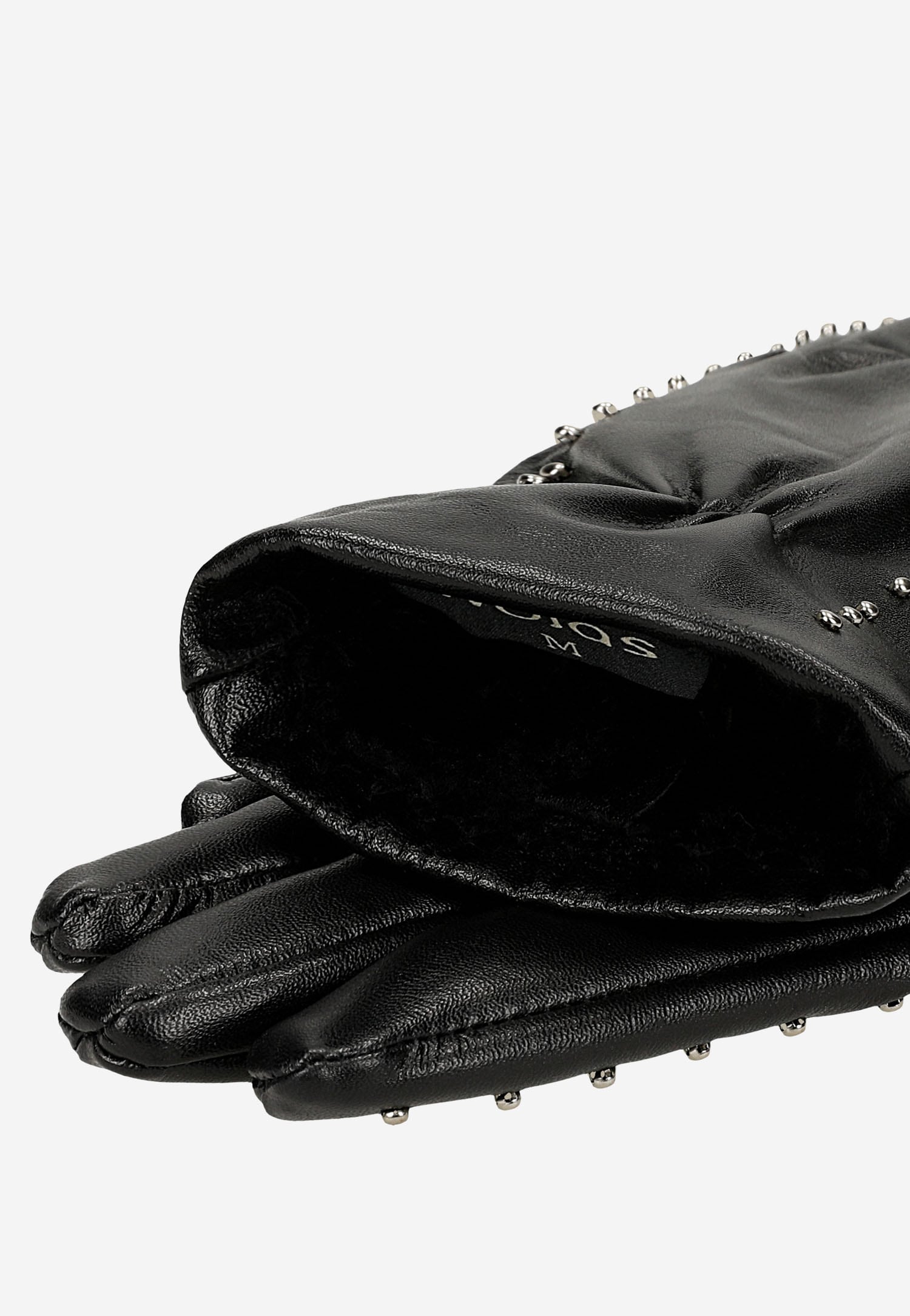 Rękawiczki skórzane czarne ze srebrnymi nitami