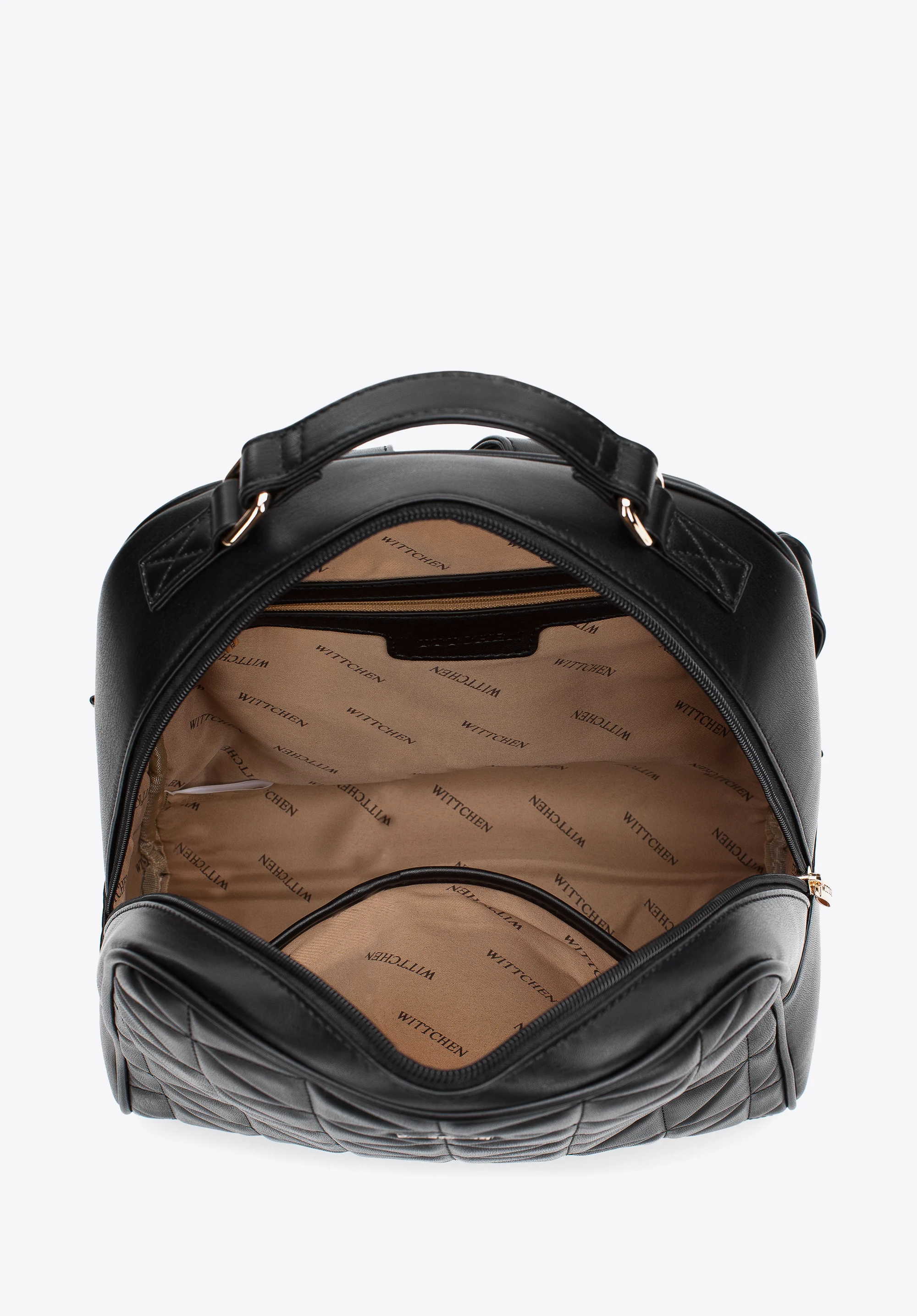 Damski plecak z przodem pikowanym w trójkąty