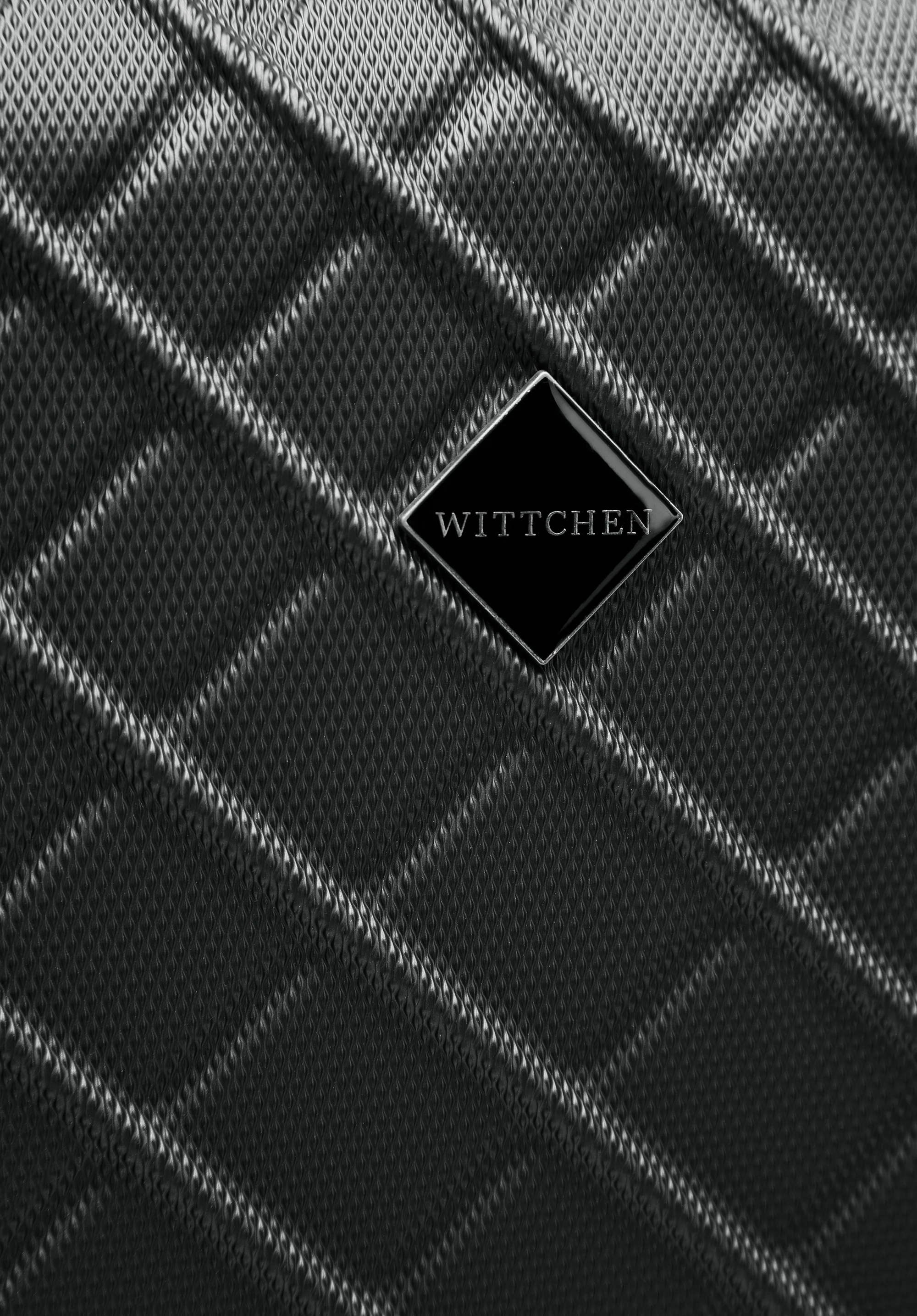 Średnia walizka z ABS-u w ukośną kratkę