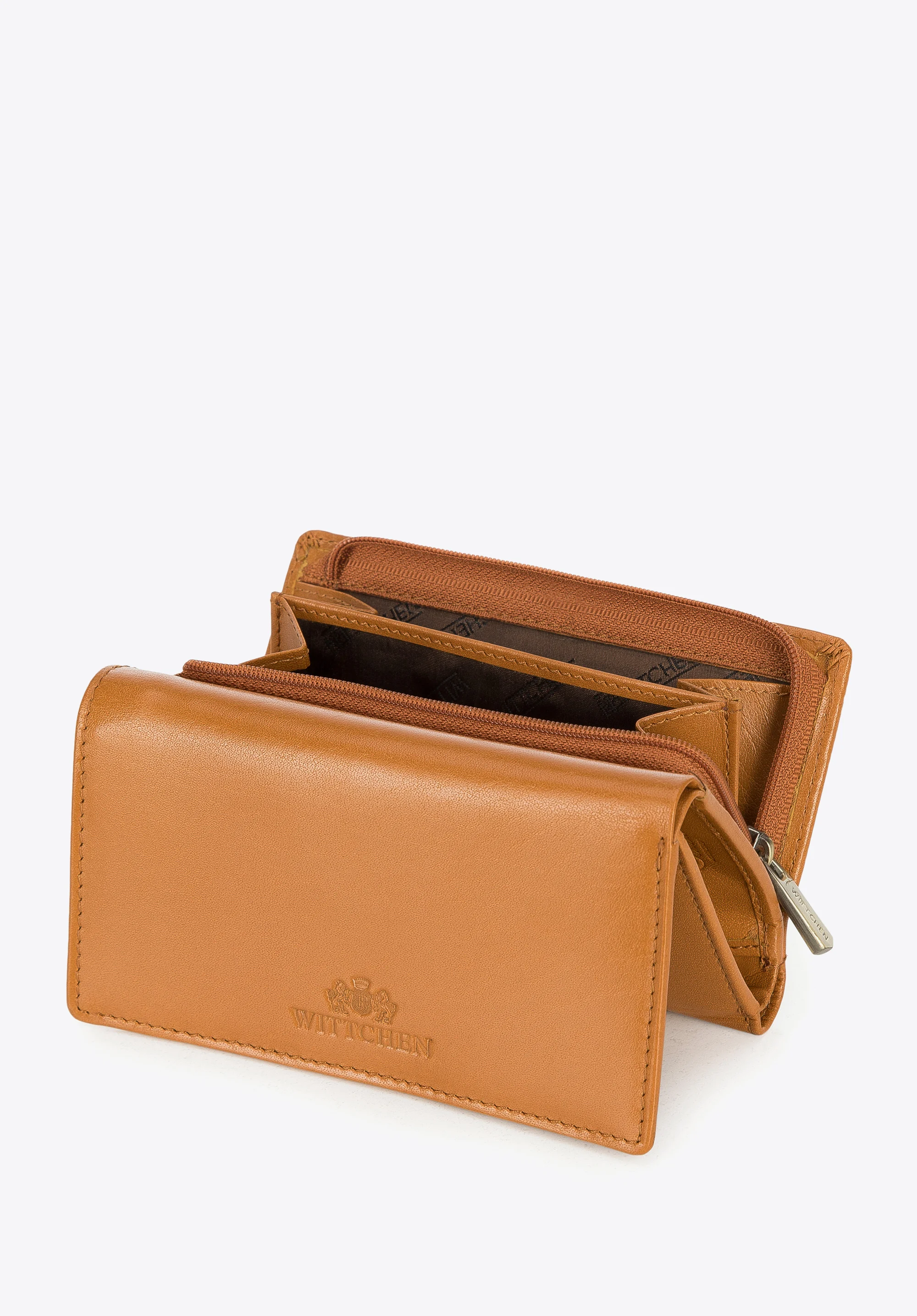 Damski portfel z gładkiej skóry średni