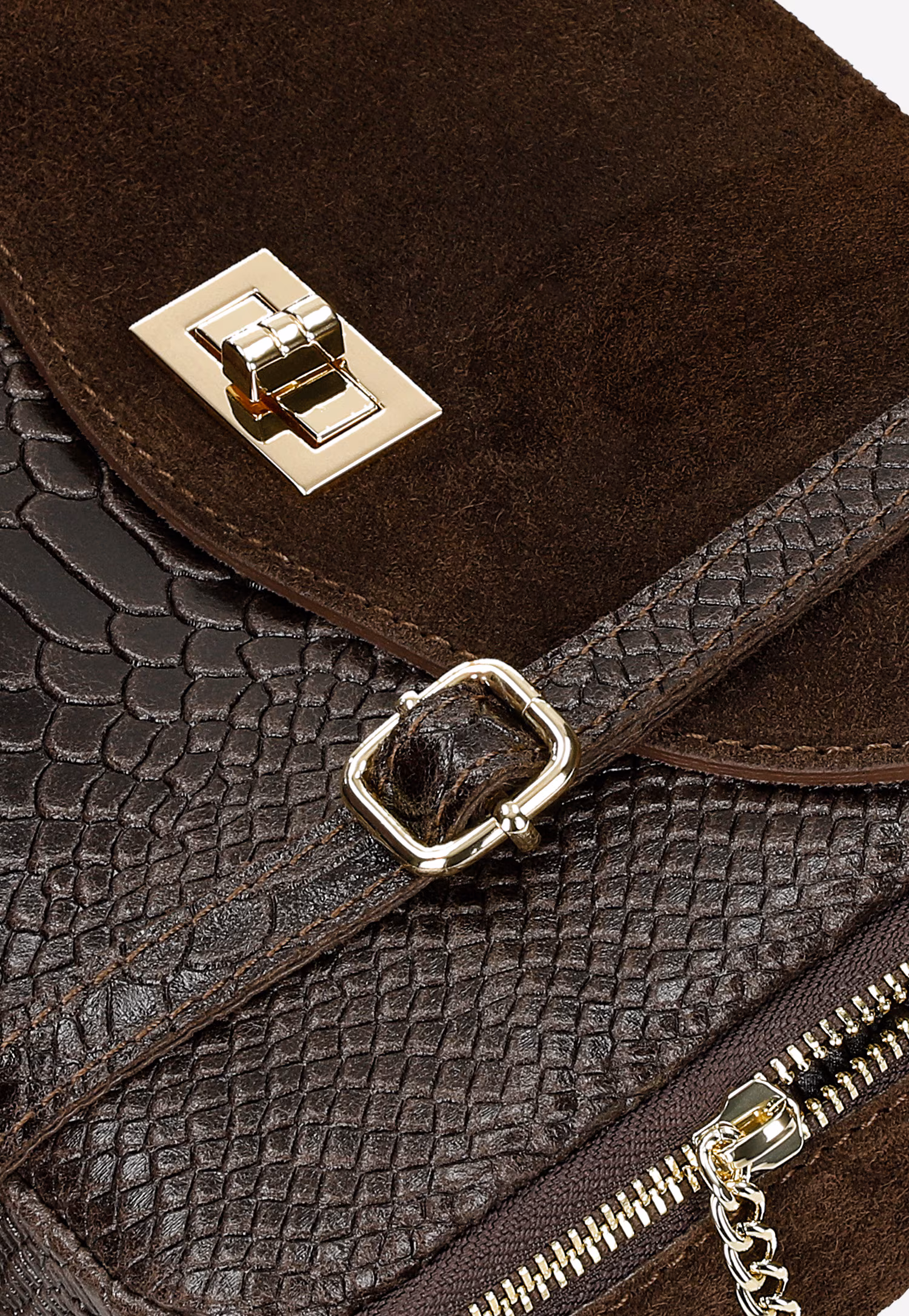 Ciemnobrązowa torebka damska z ciekawą fakturą