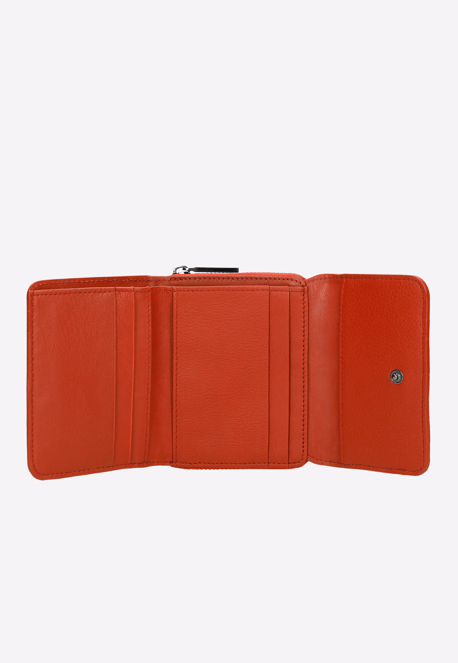 Mały czerwony portfel damski ze skóry licowej